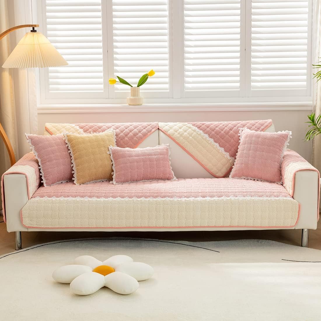 Non-Slip Sectional Couch Cover with Lace, Furniture Protector for Dogs, Pets, and Kids I - Image 4