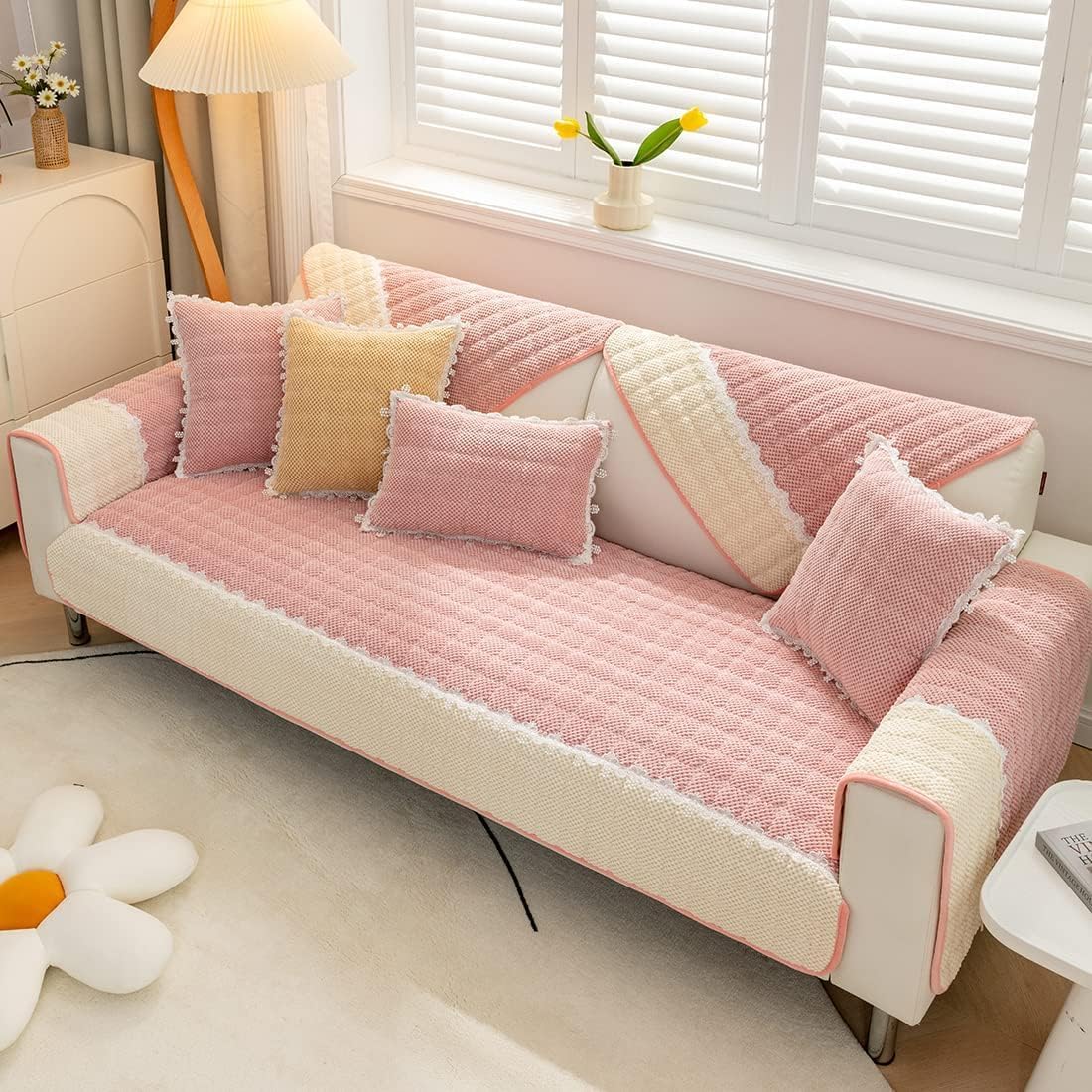 Non-Slip Sectional Couch Cover with Lace, Furniture Protector for Dogs, Pets, and Kids I - Image 6