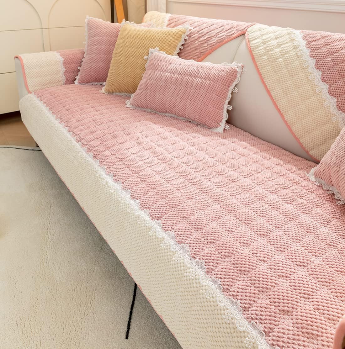 Non-Slip Sectional Couch Cover with Lace, Furniture Protector for Dogs, Pets, and Kids I - Image 7