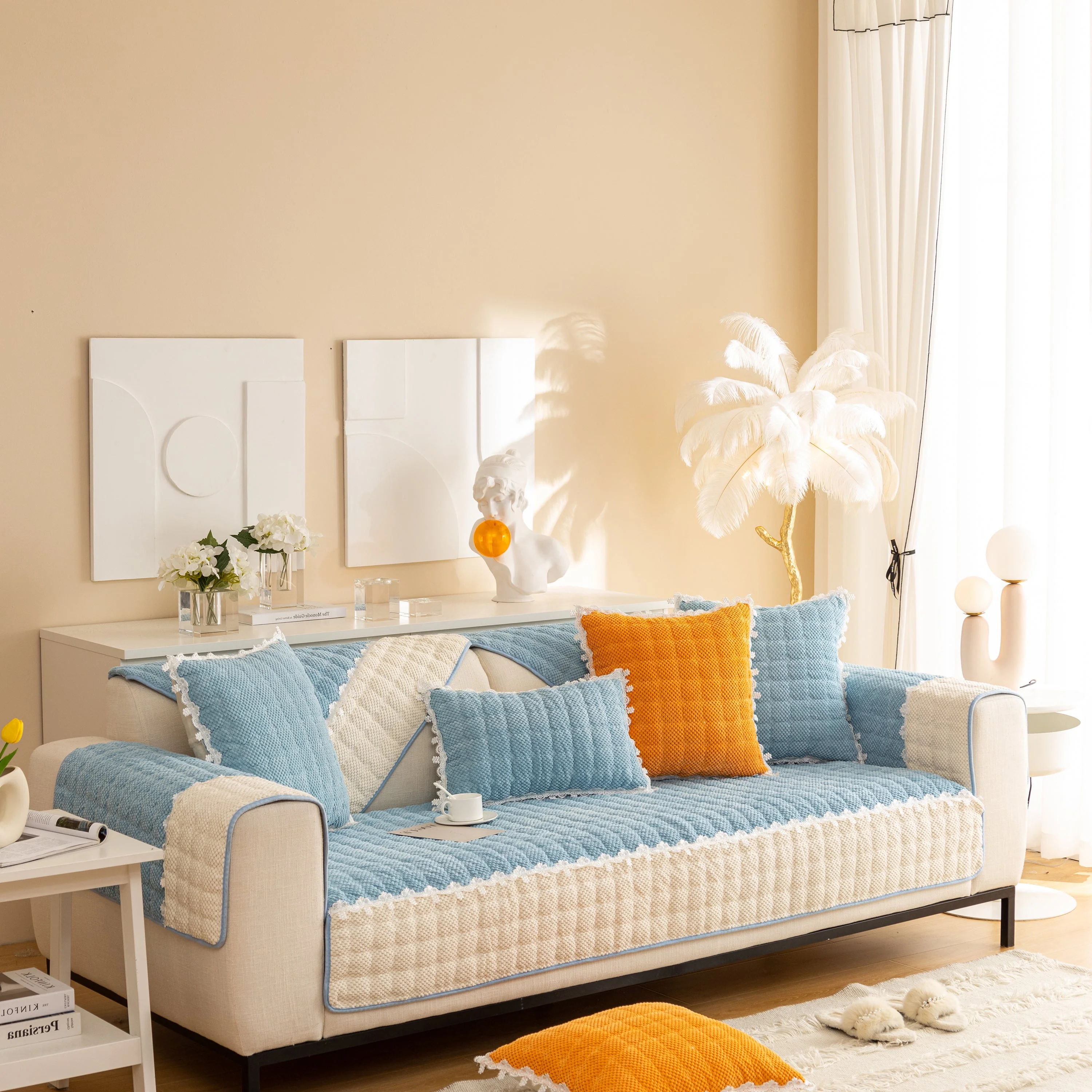 Non-Slip Sectional Couch Cover with Lace, Furniture Protector for Dogs, Pets, and Kids III - Image 15