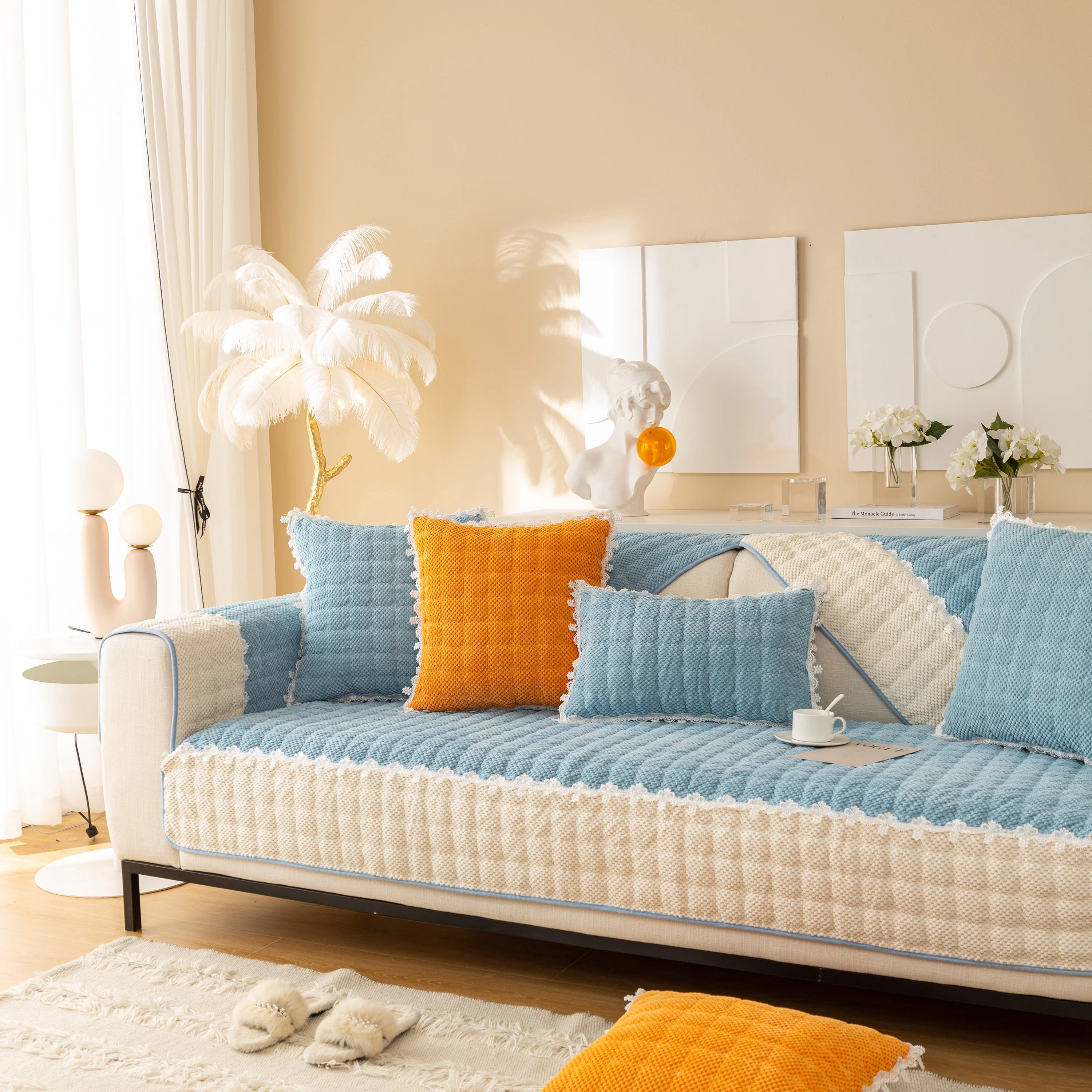 Non-Slip Sectional Couch Cover with Lace, Furniture Protector for Dogs, Pets, and Kids III - Image 17