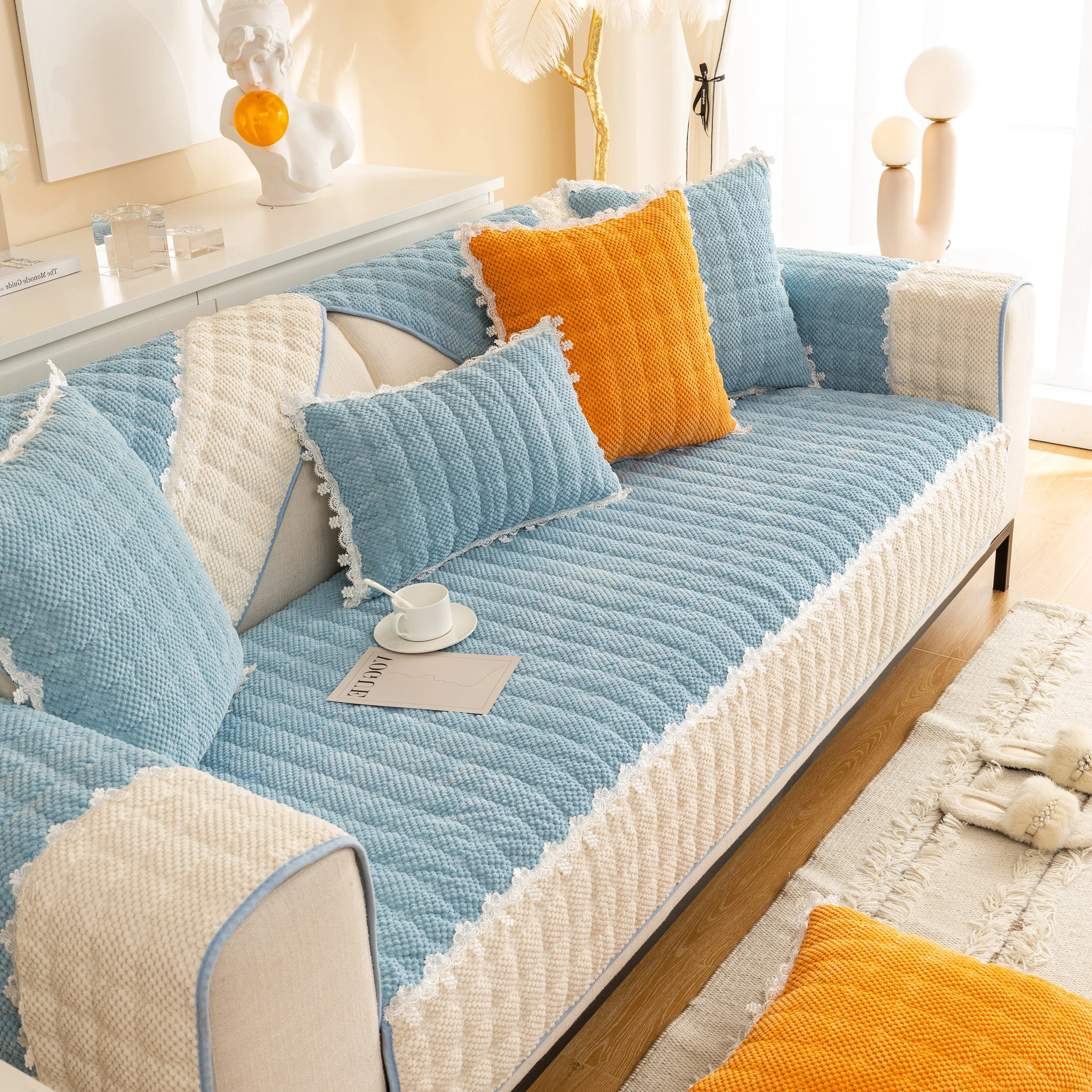 Non-Slip Sectional Couch Cover with Lace, Furniture Protector for Dogs, Pets, and Kids III - Image 18