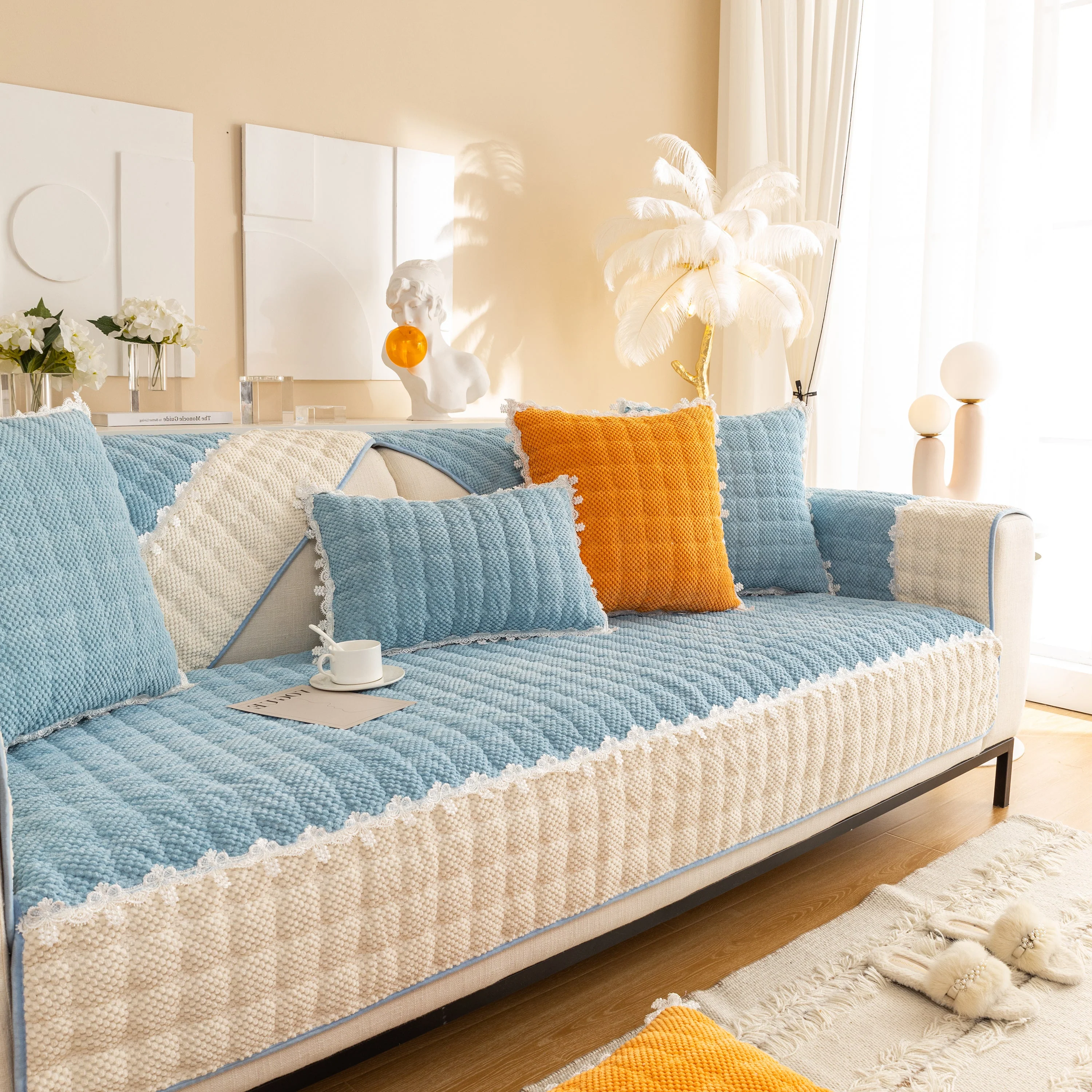 Non-Slip Sectional Couch Cover with Lace, Furniture Protector for Dogs, Pets, and Kids III - Image 20