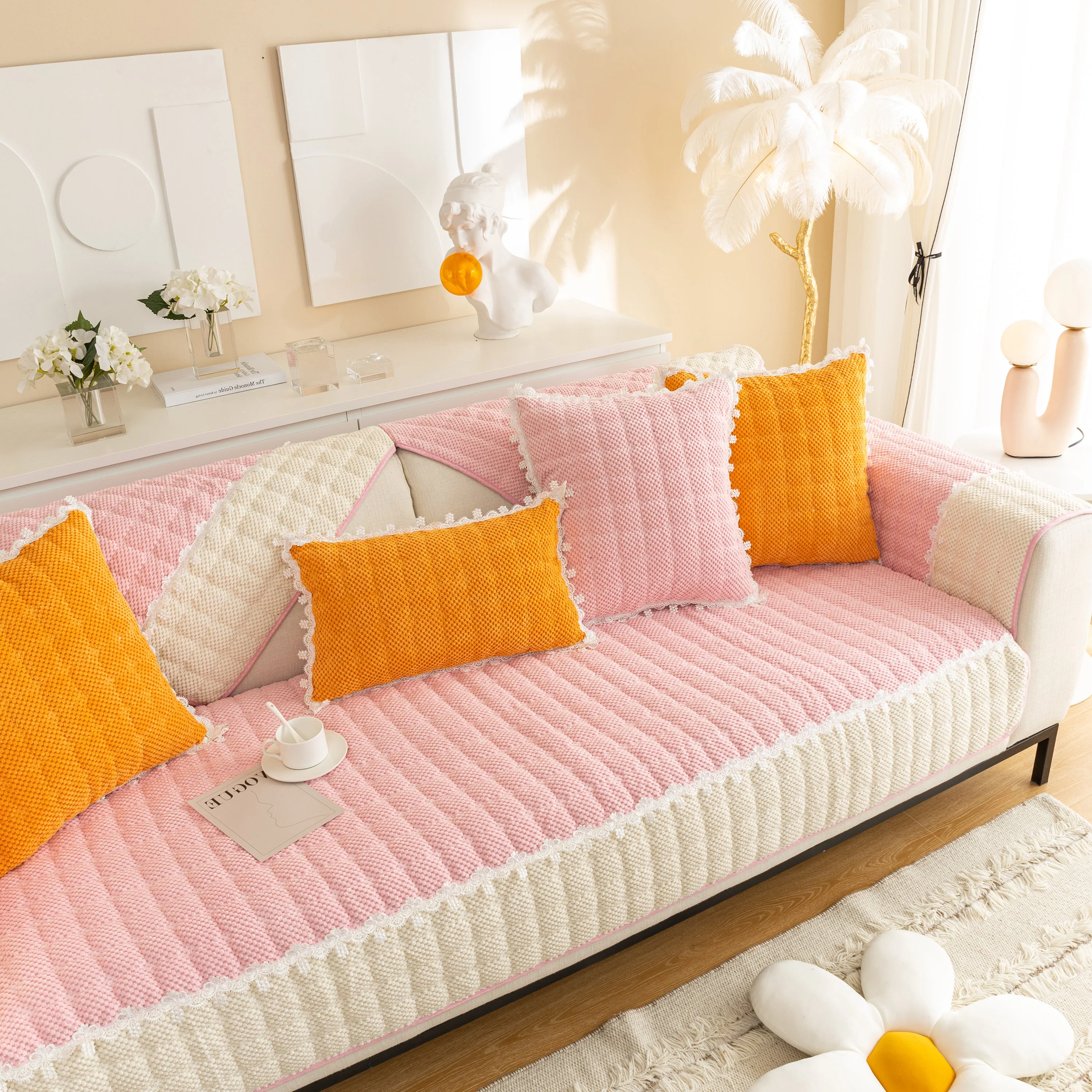 Non-Slip Sectional Couch Cover with Lace, Furniture Protector for Dogs, Pets, and Kids III - Image 22