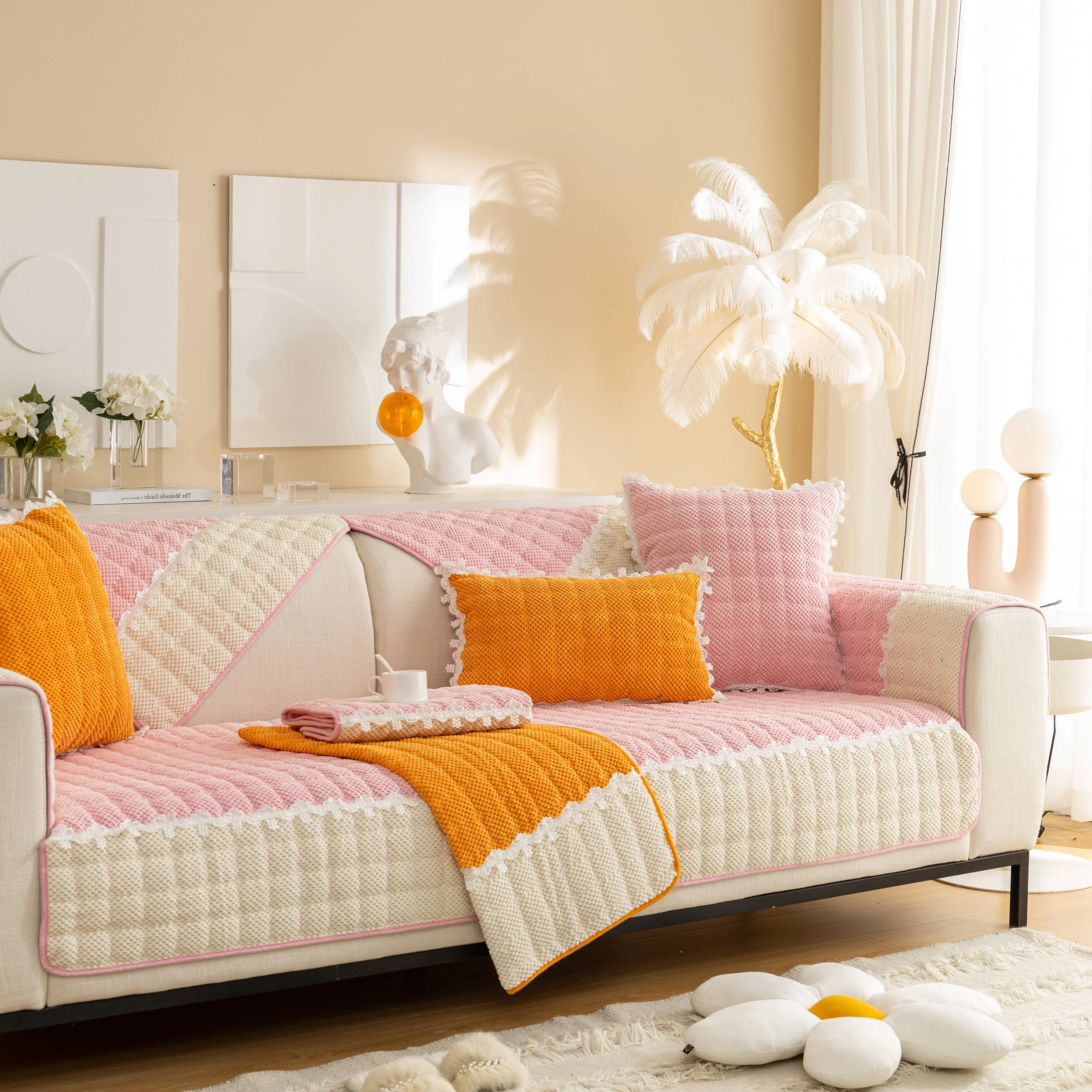 Non-Slip Sectional Couch Cover with Lace, Furniture Protector for Dogs, Pets, and Kids III - Image 23