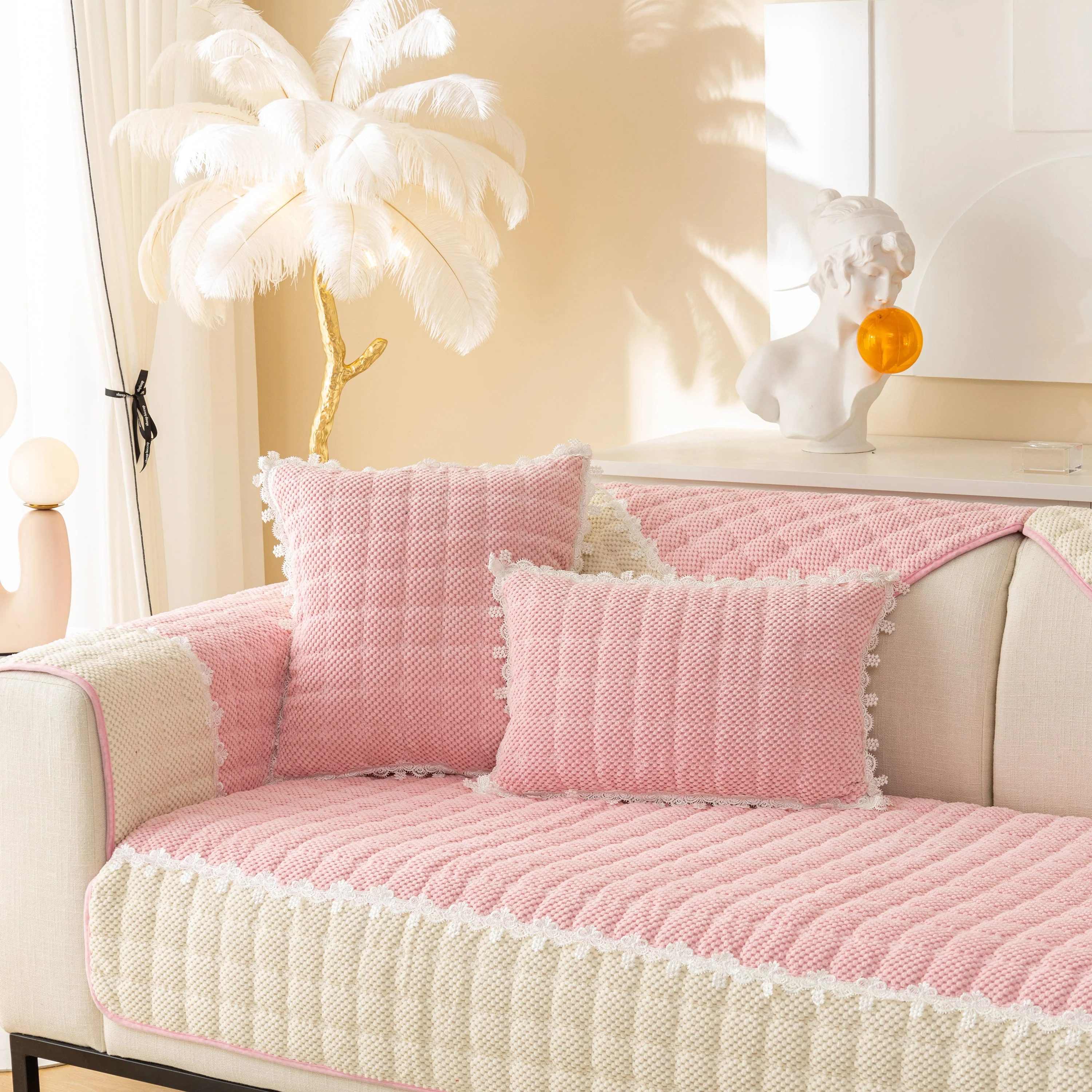 Non-Slip Sectional Couch Cover with Lace, Furniture Protector for Dogs, Pets, and Kids III - Image 25