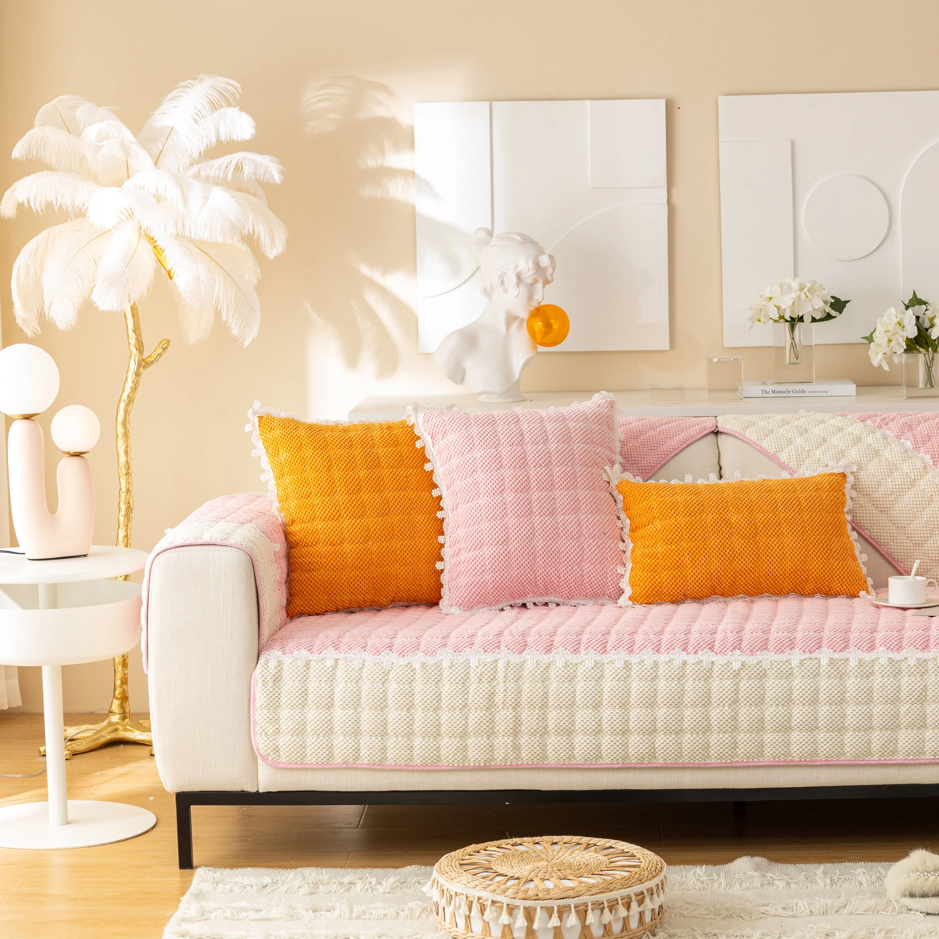 Non-Slip Sectional Couch Cover with Lace, Furniture Protector for Dogs, Pets, and Kids III - Image 32