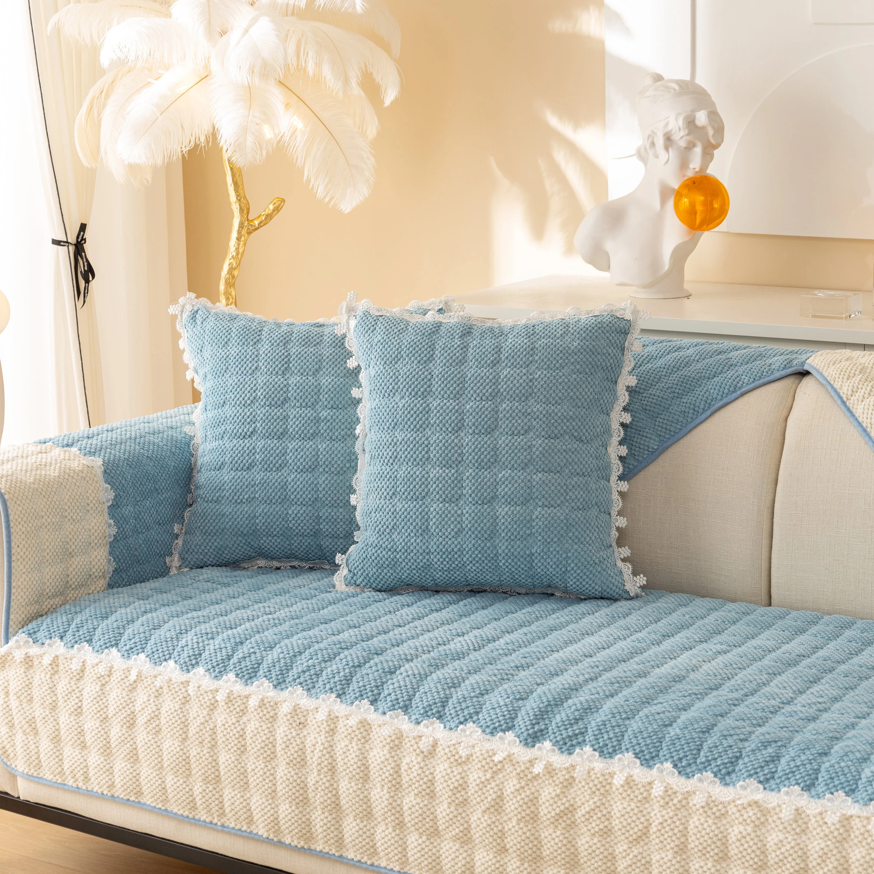 Non-Slip Sectional Couch Cover with Lace, Furniture Protector for Dogs, Pets, and Kids III - Image 4