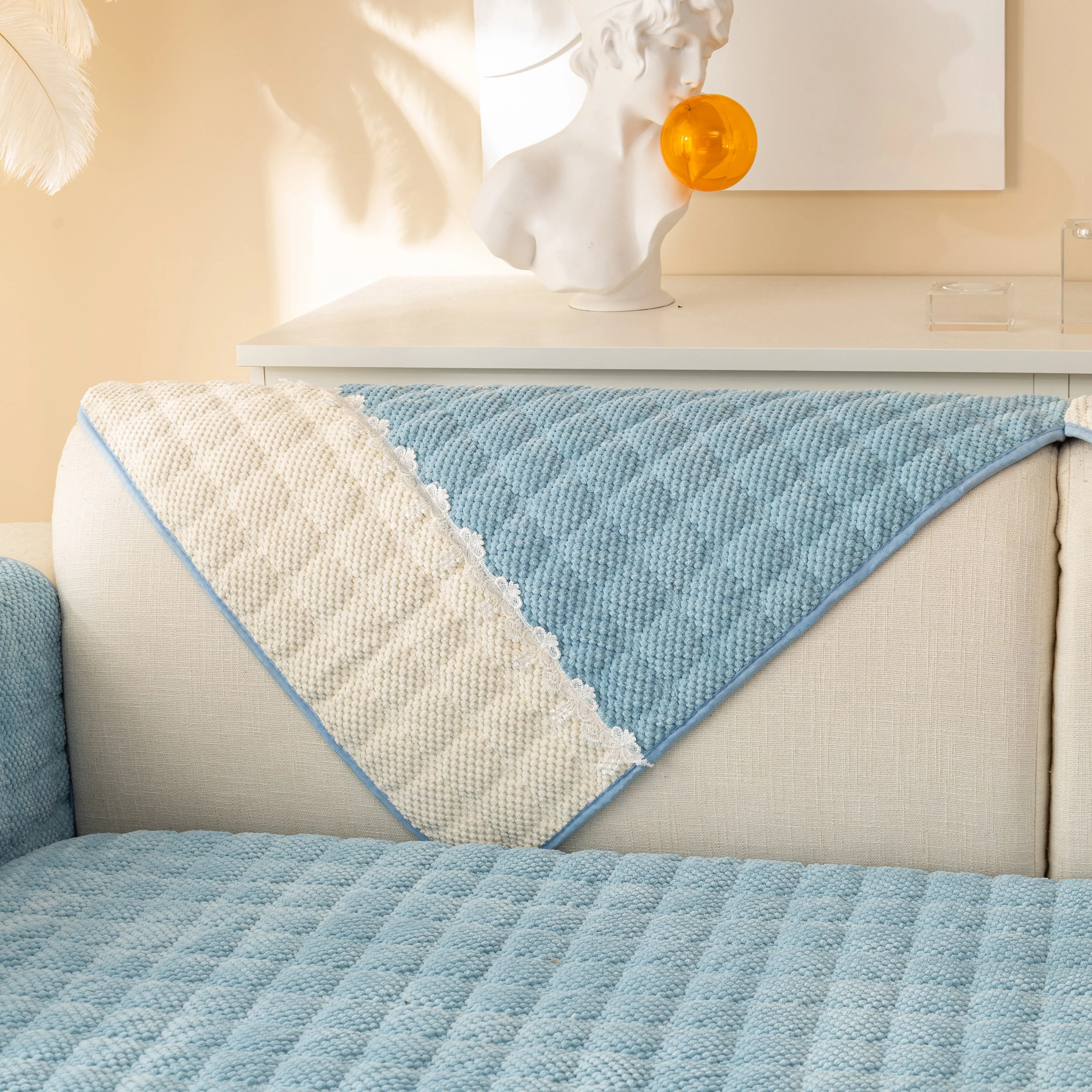 Non-Slip Sectional Couch Cover with Lace, Furniture Protector for Dogs, Pets, and Kids III - Image 5