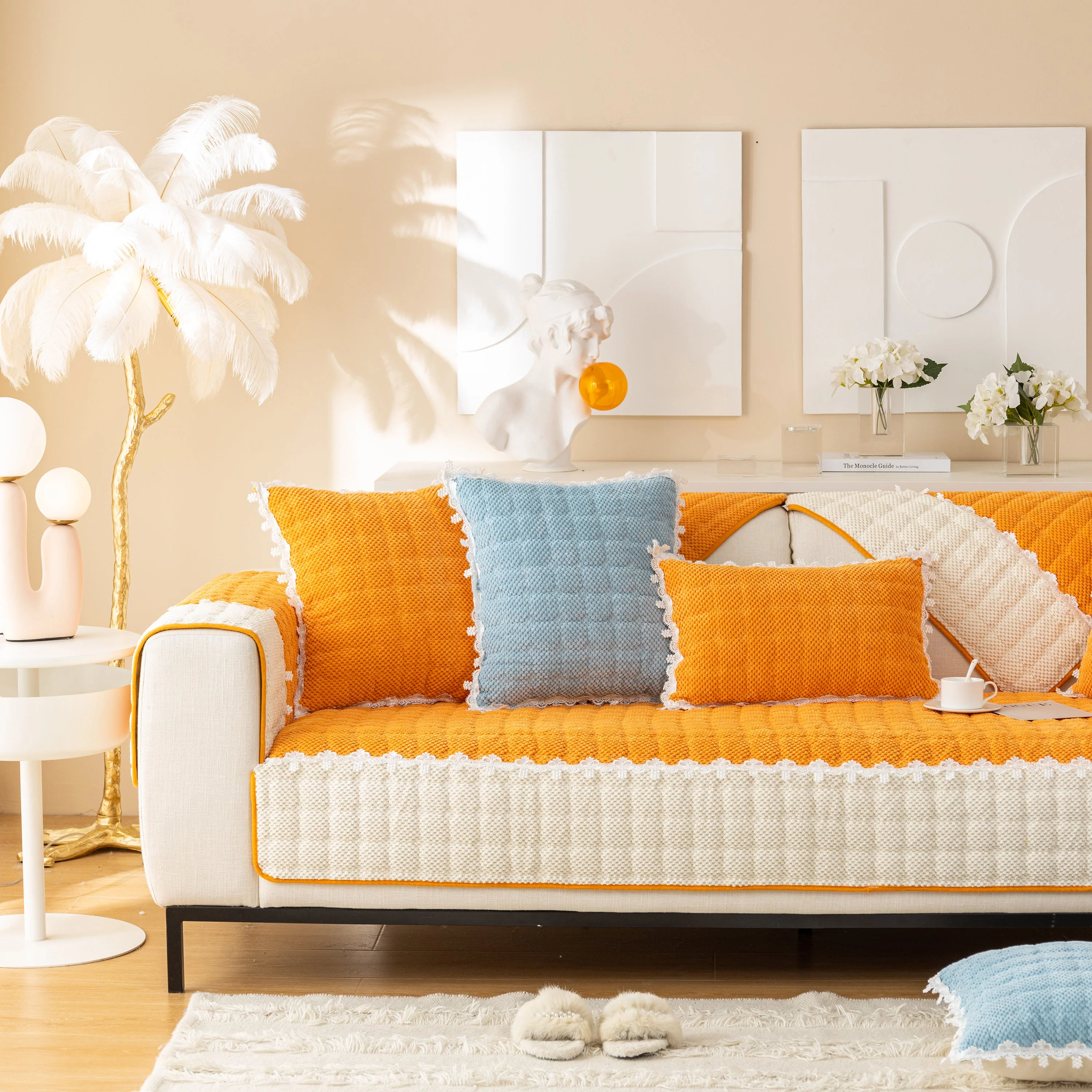 Non-Slip Sectional Couch Cover with Lace, Furniture Protector for Dogs, Pets, and Kids III - Image 52