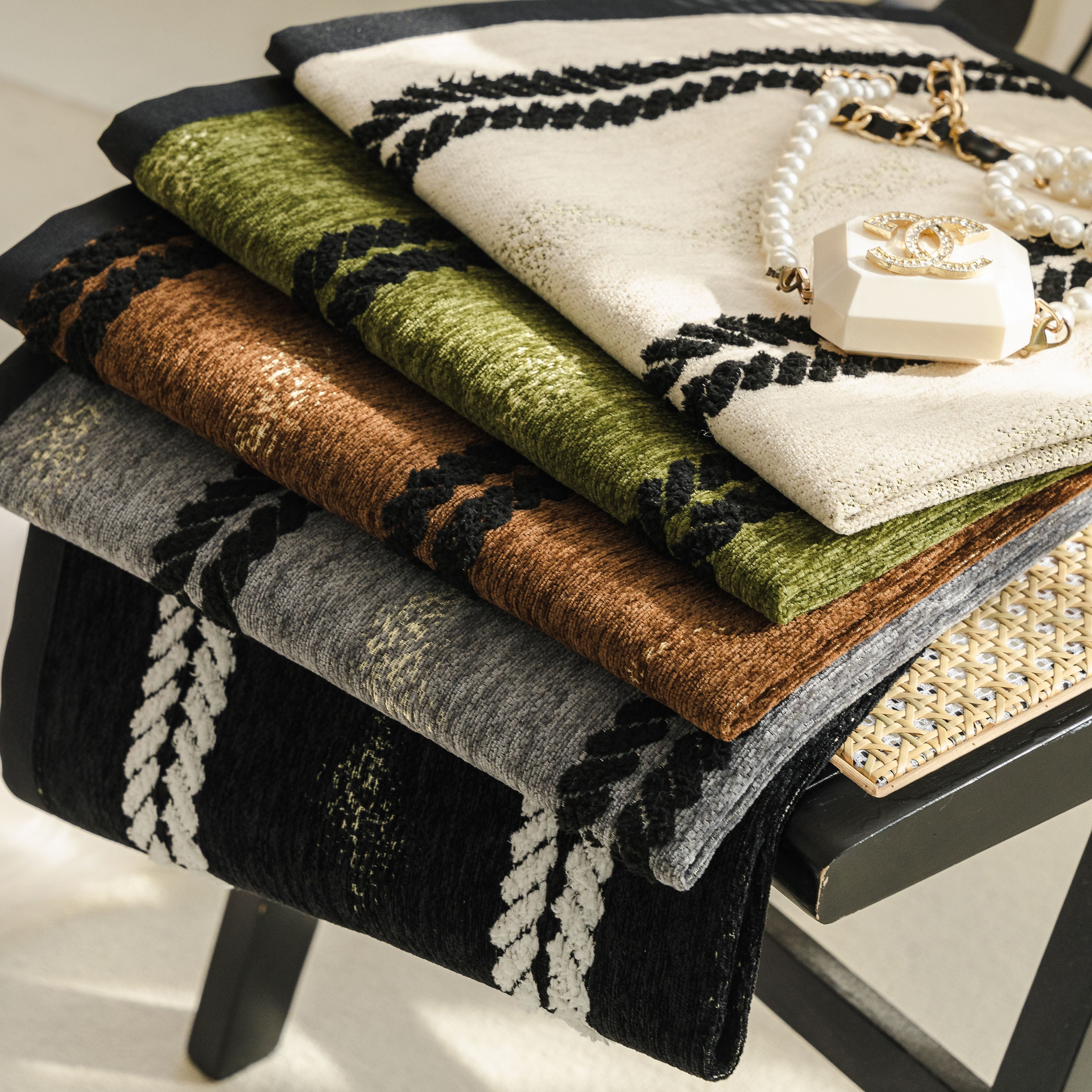 Non-Slip Sofa Cover with Thick Chenille Texture Woven Stripe Couch Protector Throw - Image 39