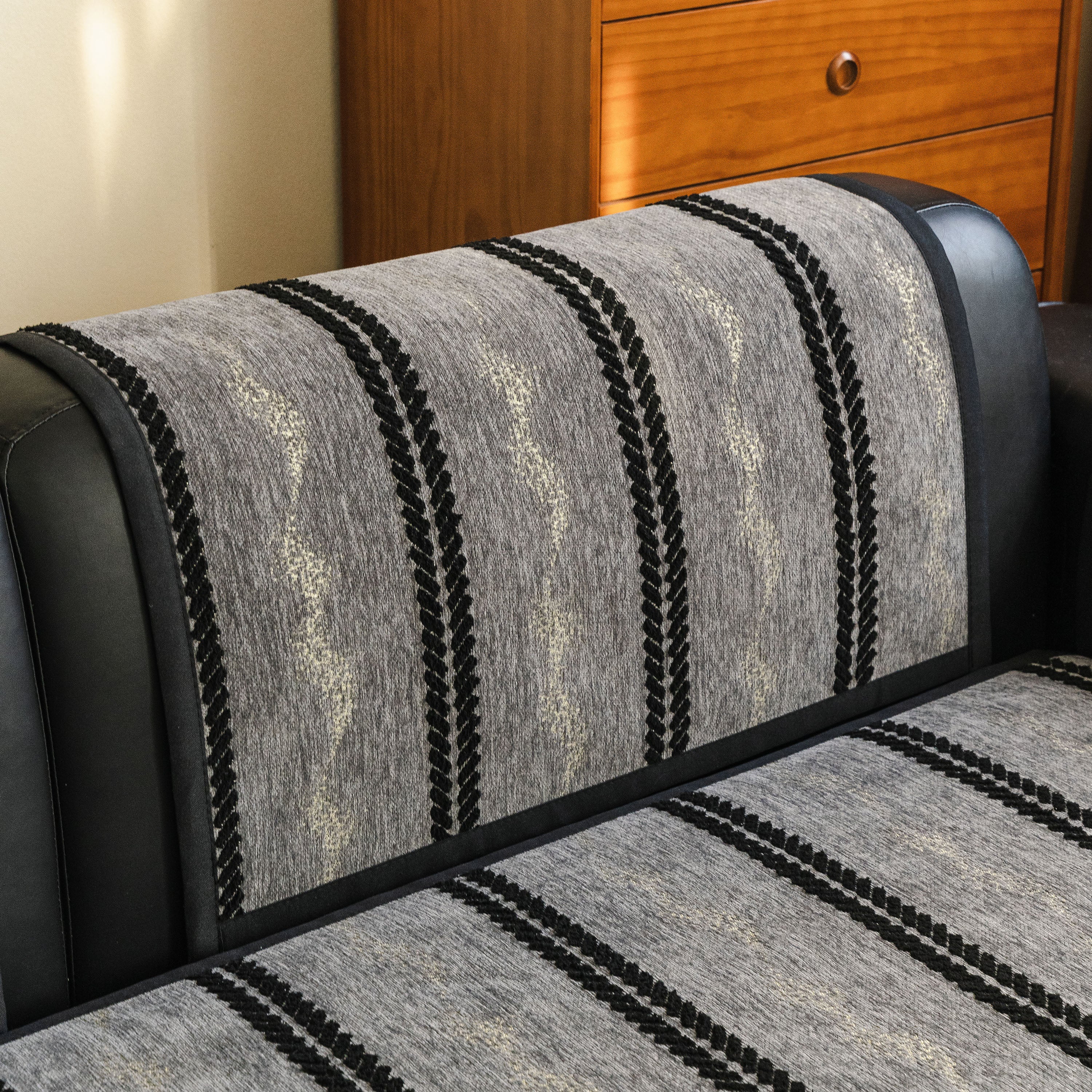 Non-Slip Sofa Cover with Thick Chenille Texture Woven Stripe Couch Protector Throw - Image 52