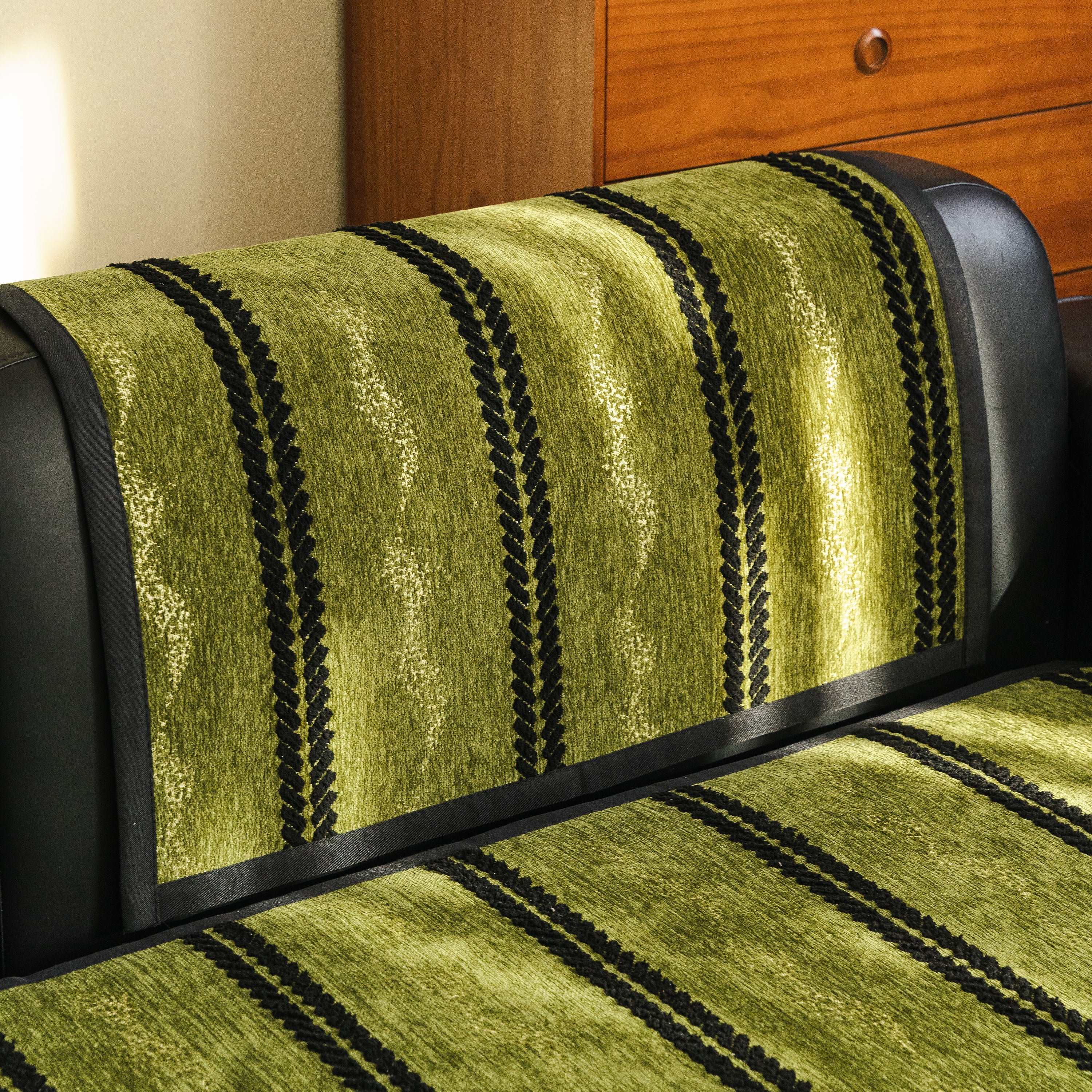 Non-Slip Sofa Cover with Thick Chenille Texture Woven Stripe Couch Protector Throw - Image 8