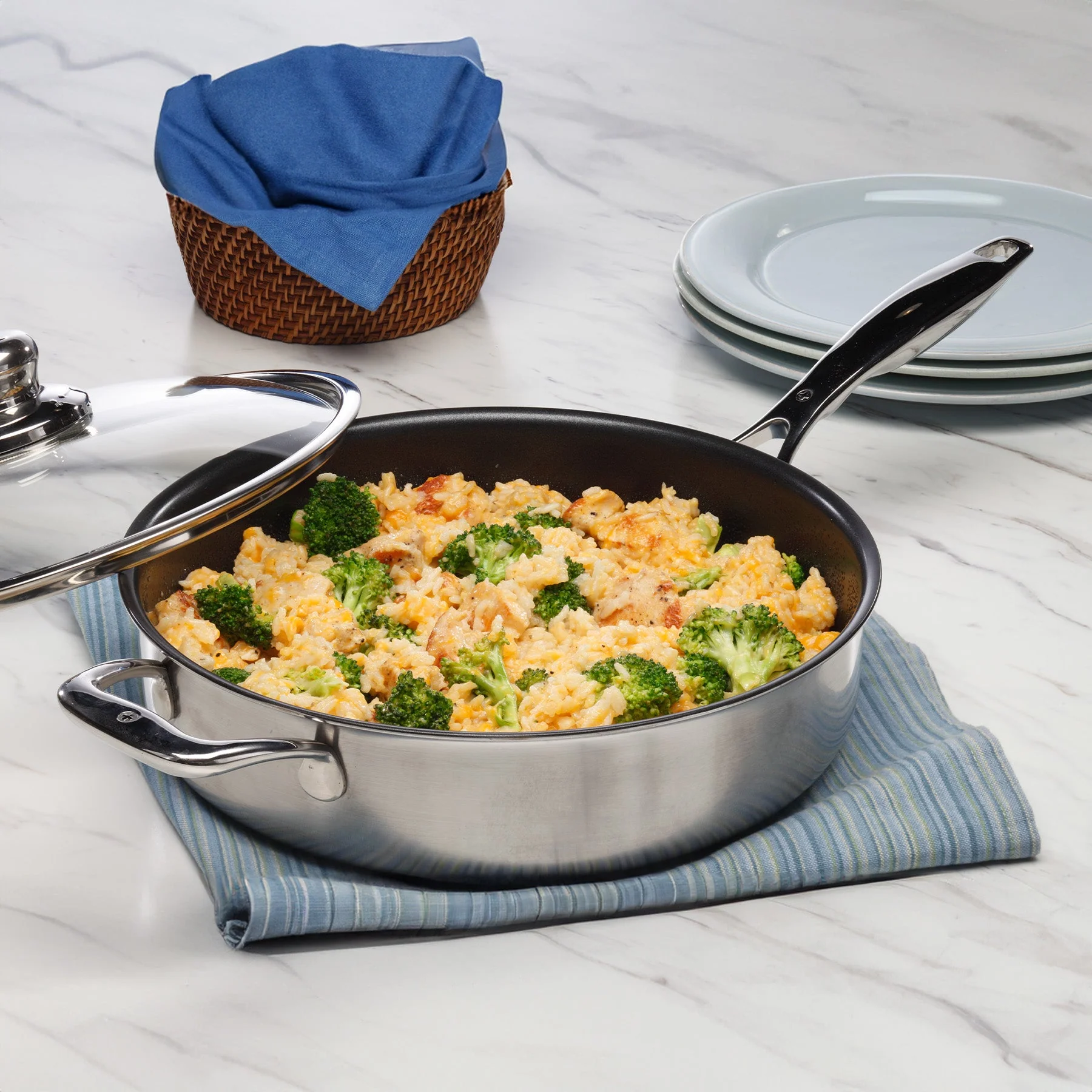 Nonstick Clad 3.1 qt Saute Pan with Glass Lid - Induction - Image 2