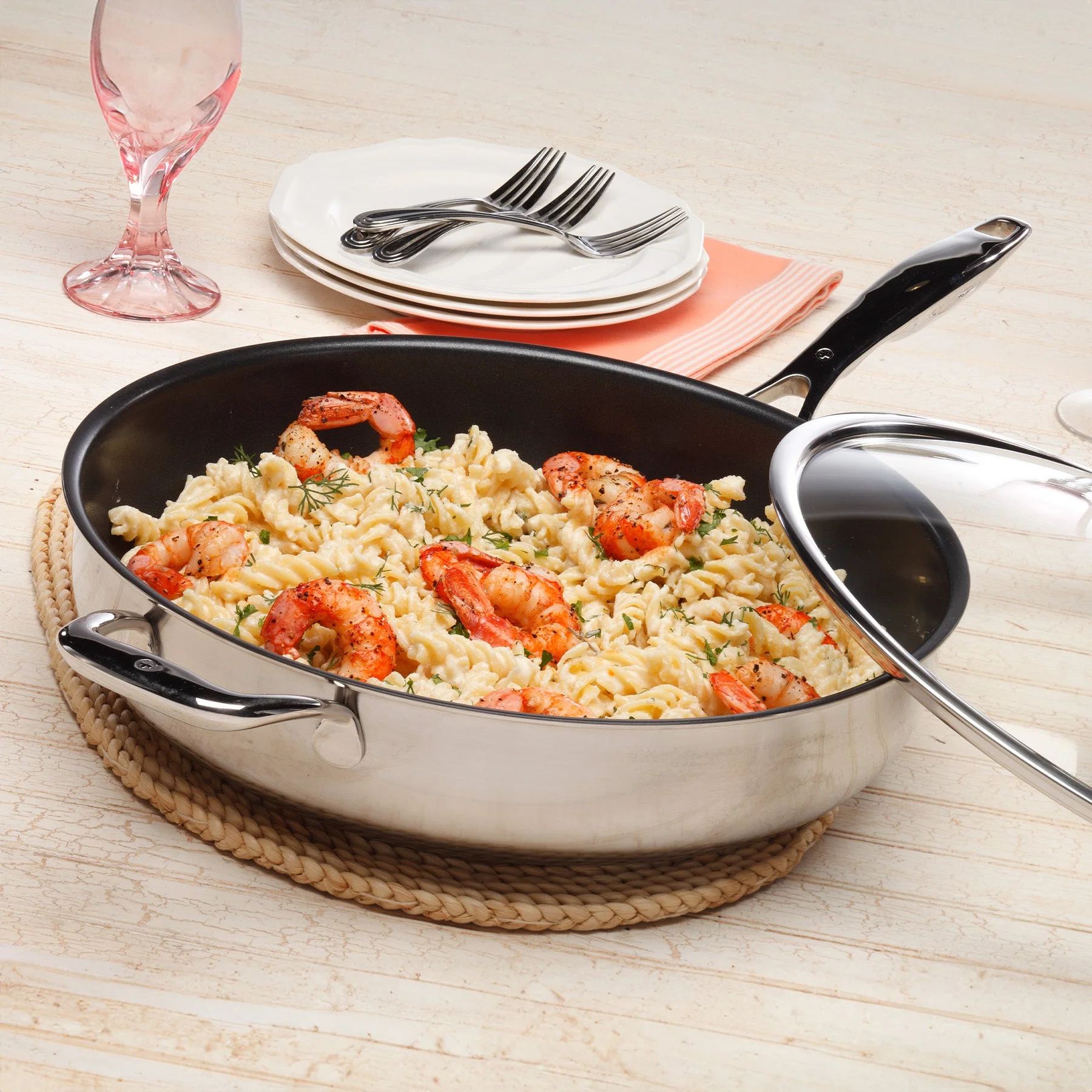 Nonstick Clad 3.1 qt Saute Pan with Glass Lid - Induction - Image 3