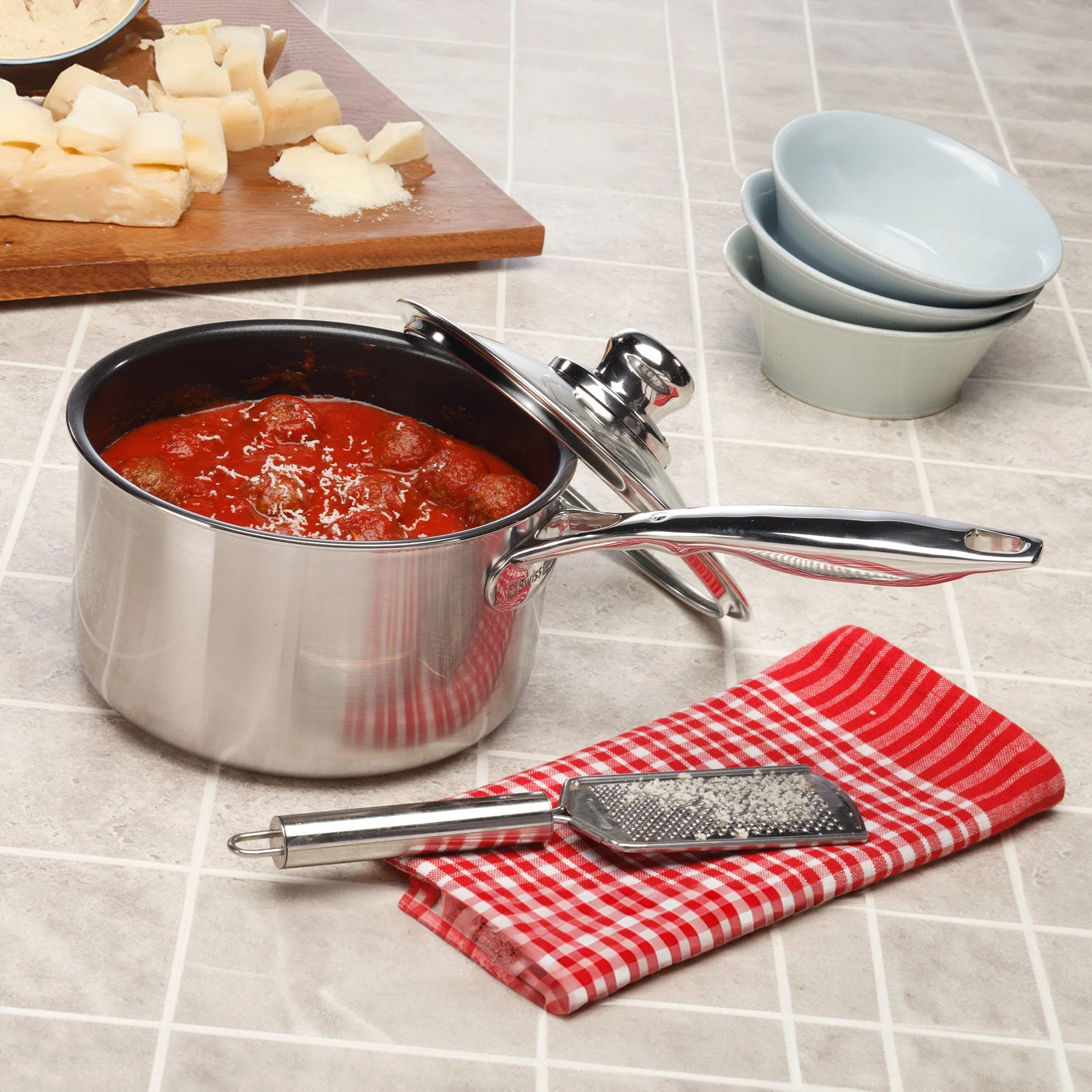 Nonstick Clad Saucepan with Glass Lid - Induction - Image 3