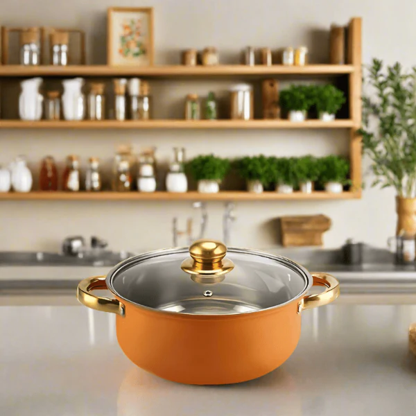 NonStick Cookware Set with Gold Handles – Stainless Steel Pans - Image 2