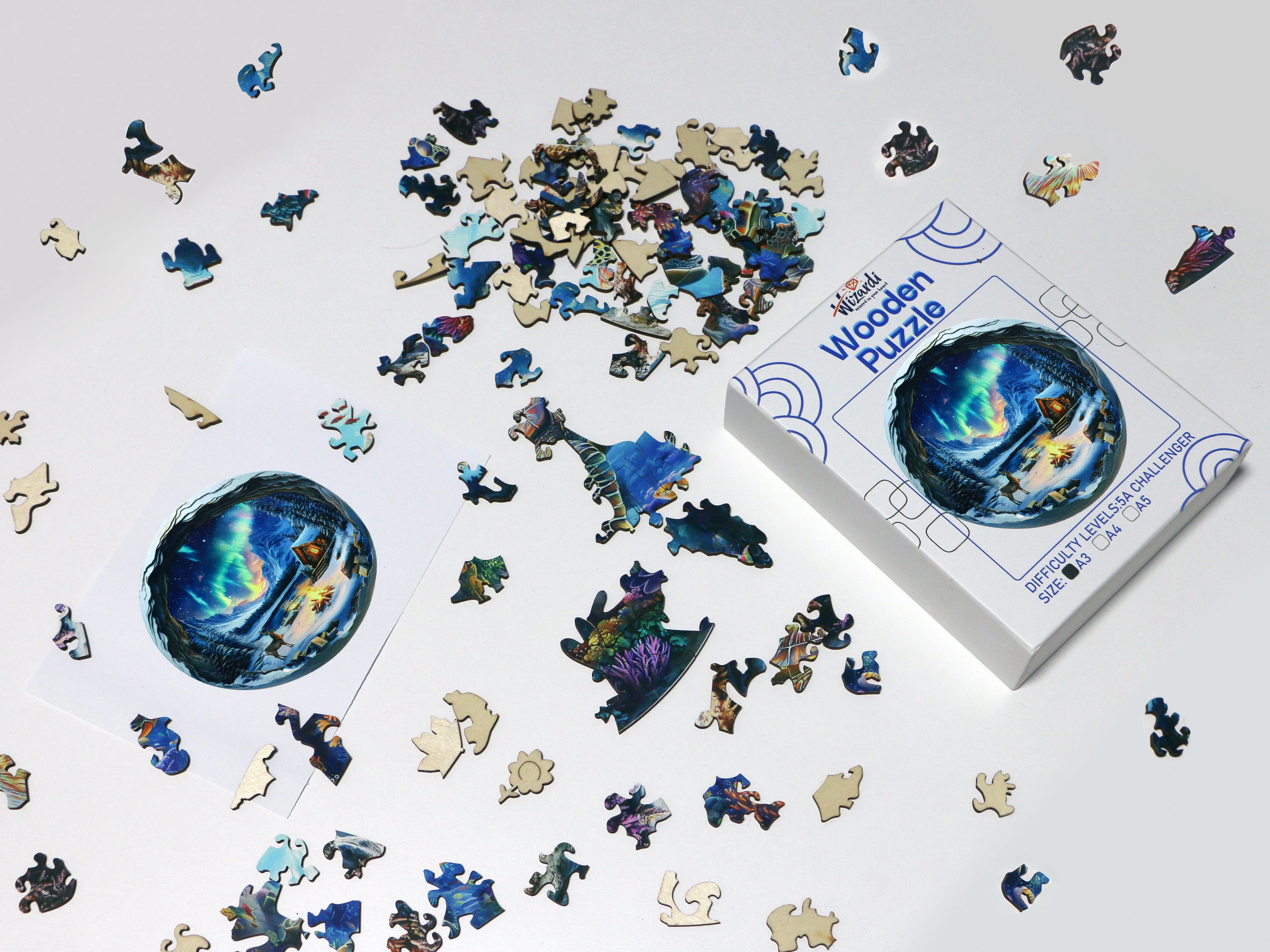 Northern Lights - Jigsaw Wooden Puzzle by Wizardi F07N9-25 - Image 2