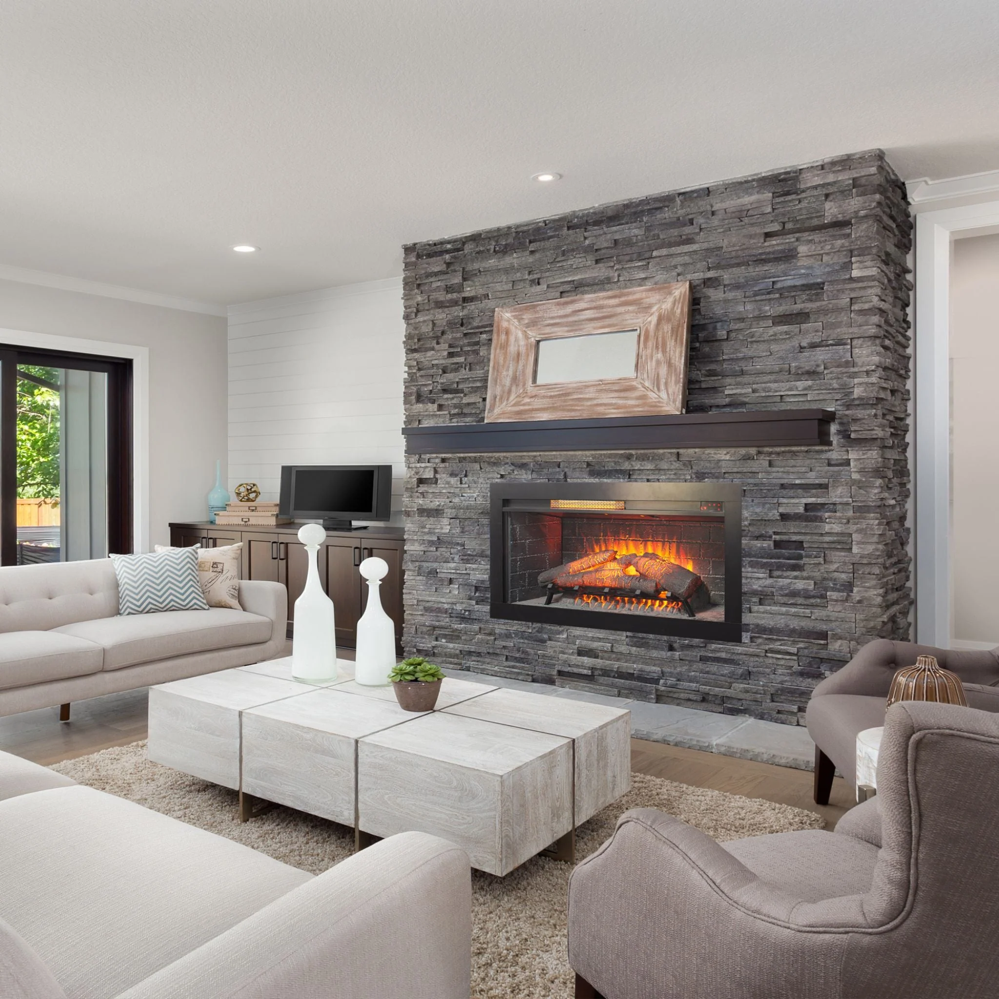 Nuvia 36-Inch Electric Antique Black Touch Panel Infrared Fireplace Insert With Removable Trim Kit (SAK84610) - Image 11