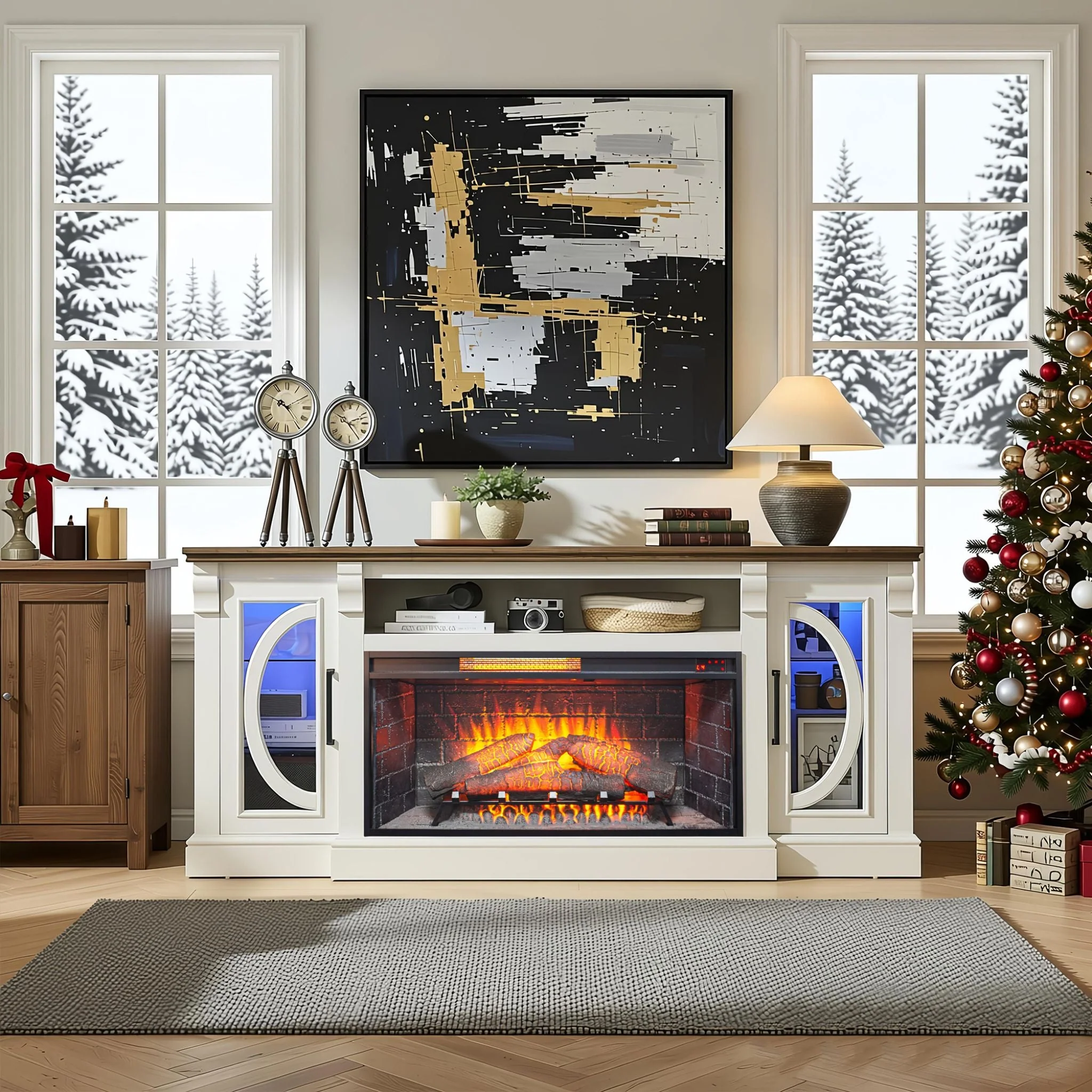 Nuvia 36-Inch Electric Antique Black Touch Panel Infrared Fireplace Insert With Removable Trim Kit (SAK84610) - Image 12