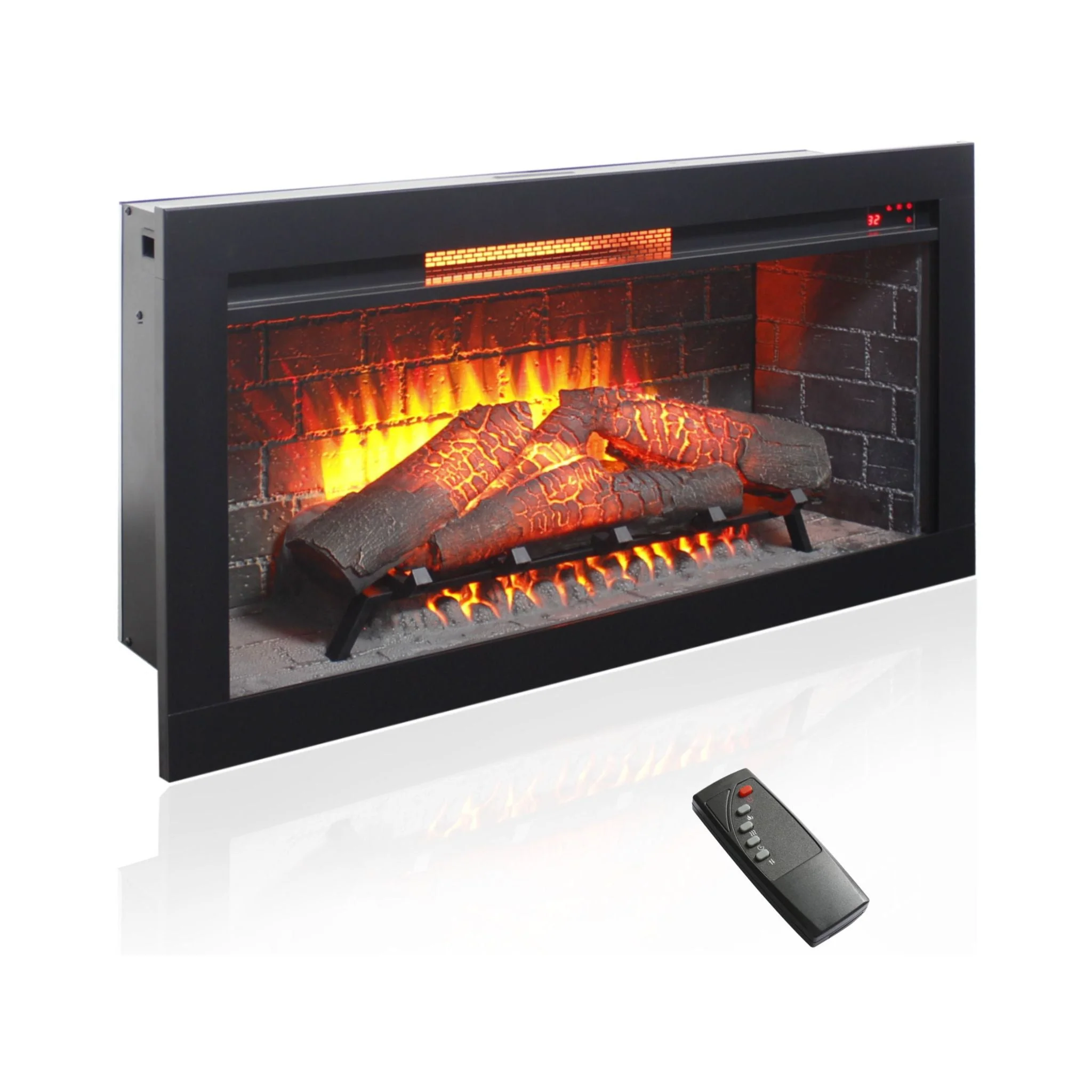 Nuvia 36-Inch Electric Antique Black Touch Panel Infrared Fireplace Insert With Removable Trim Kit (SAK84610) - Image 3