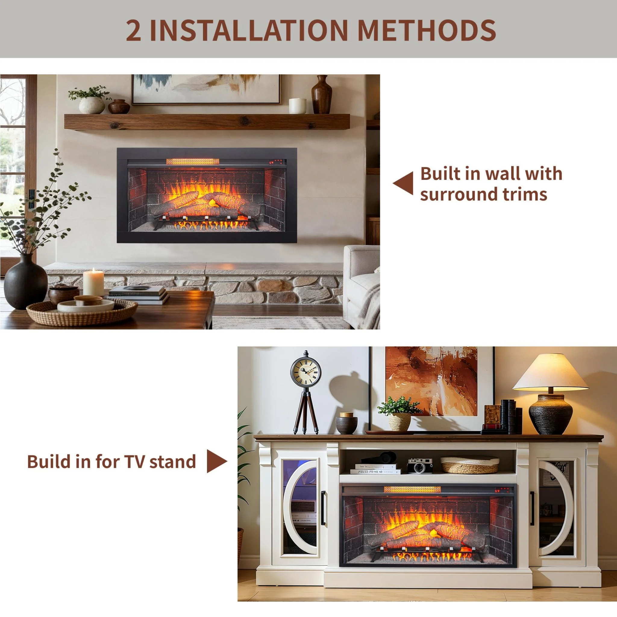 Nuvia 36-Inch Electric Antique Black Touch Panel Infrared Fireplace Insert With Removable Trim Kit (SAK84610) - Image 9