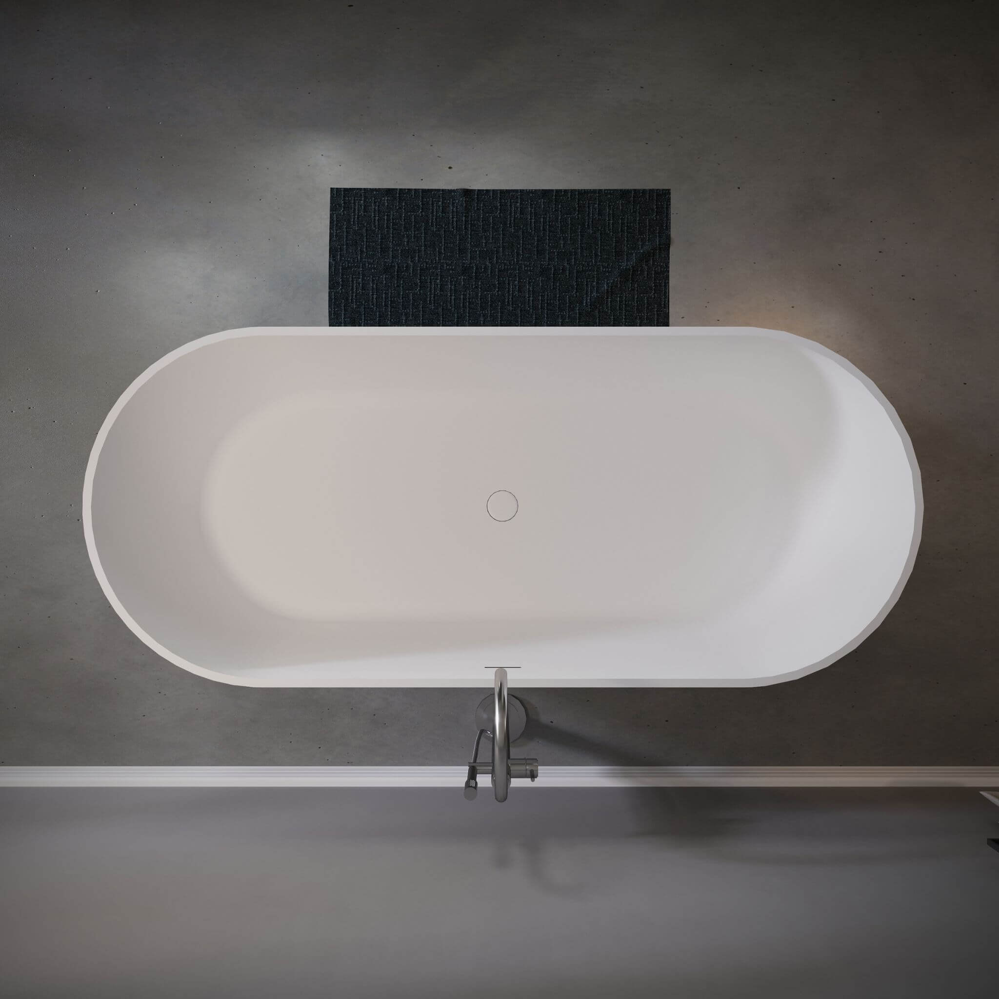 Nuvia 59-Inch Luxury Solid Surface Matte White Freestanding Soaking Tub (SAK95320) - Image 7