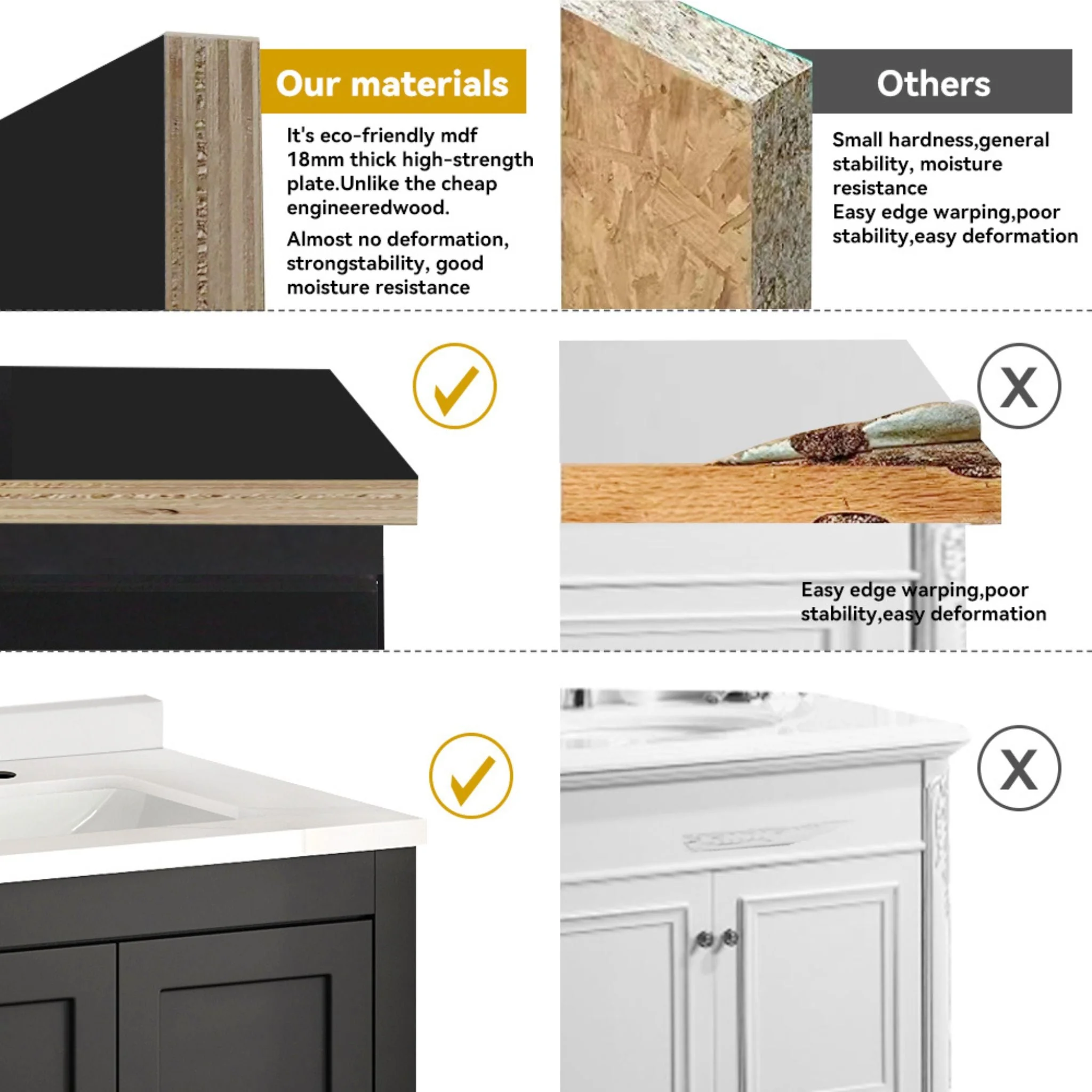 Nuvia 60-Inch Black Bathroom Vanity With Soft Close Doors And Drawers Storage (SAK86210) - Image 11