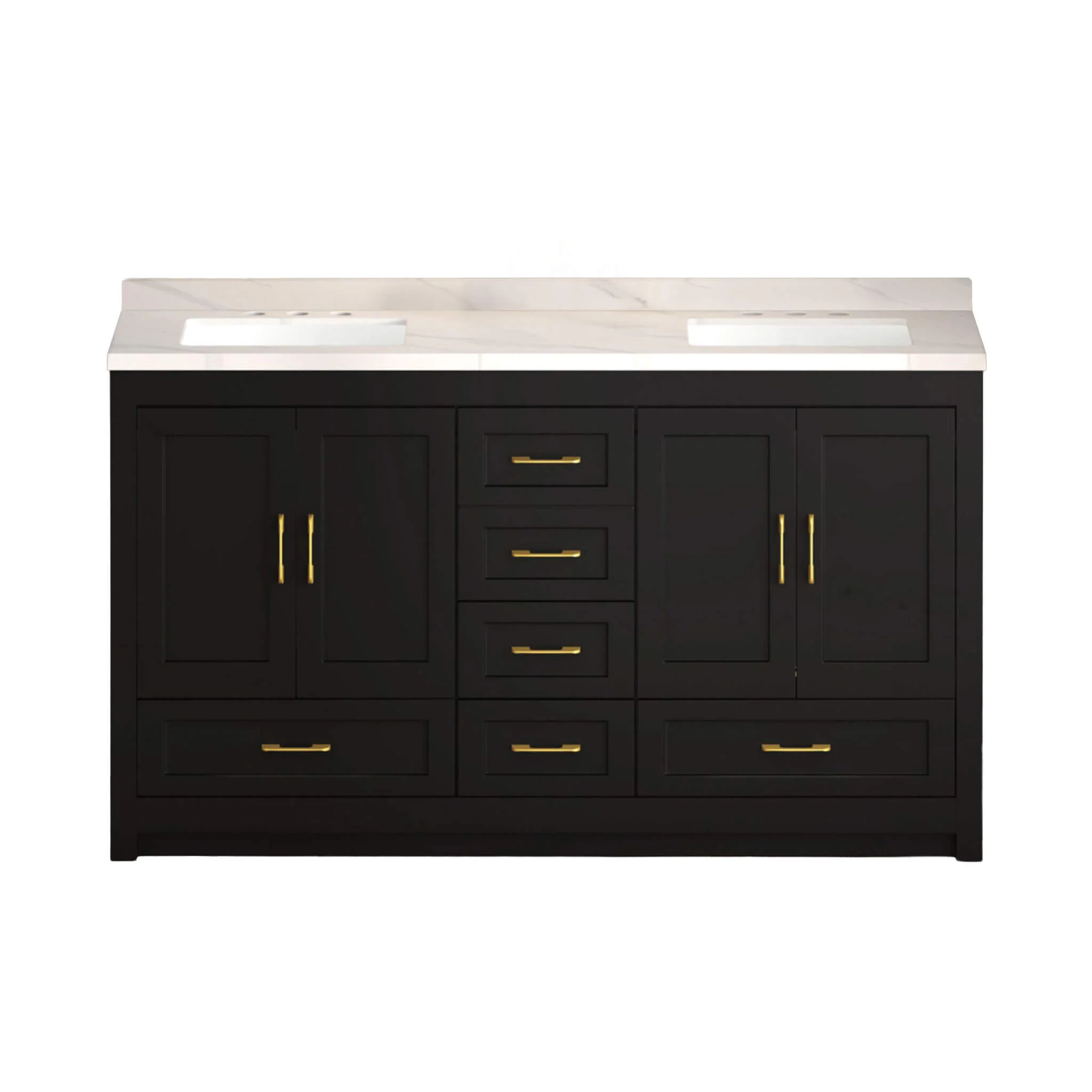 Nuvia 60-Inch Black Bathroom Vanity With Soft Close Doors And Drawers Storage (SAK86210) - Image 13