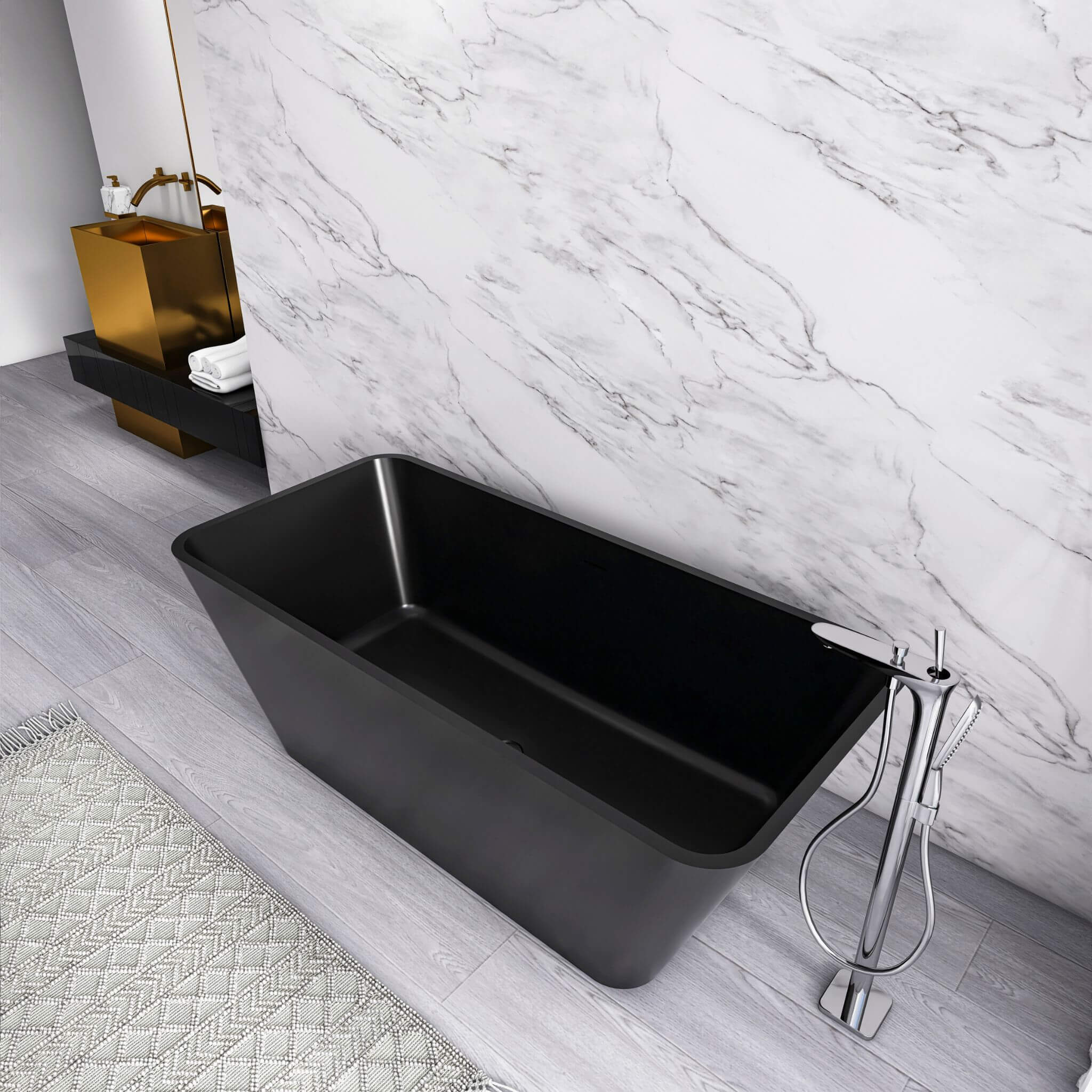 Nuvia 67-Inch Luxury Freestanding Solid Surface Soaking Bathtub (SAK51920) - Image 3