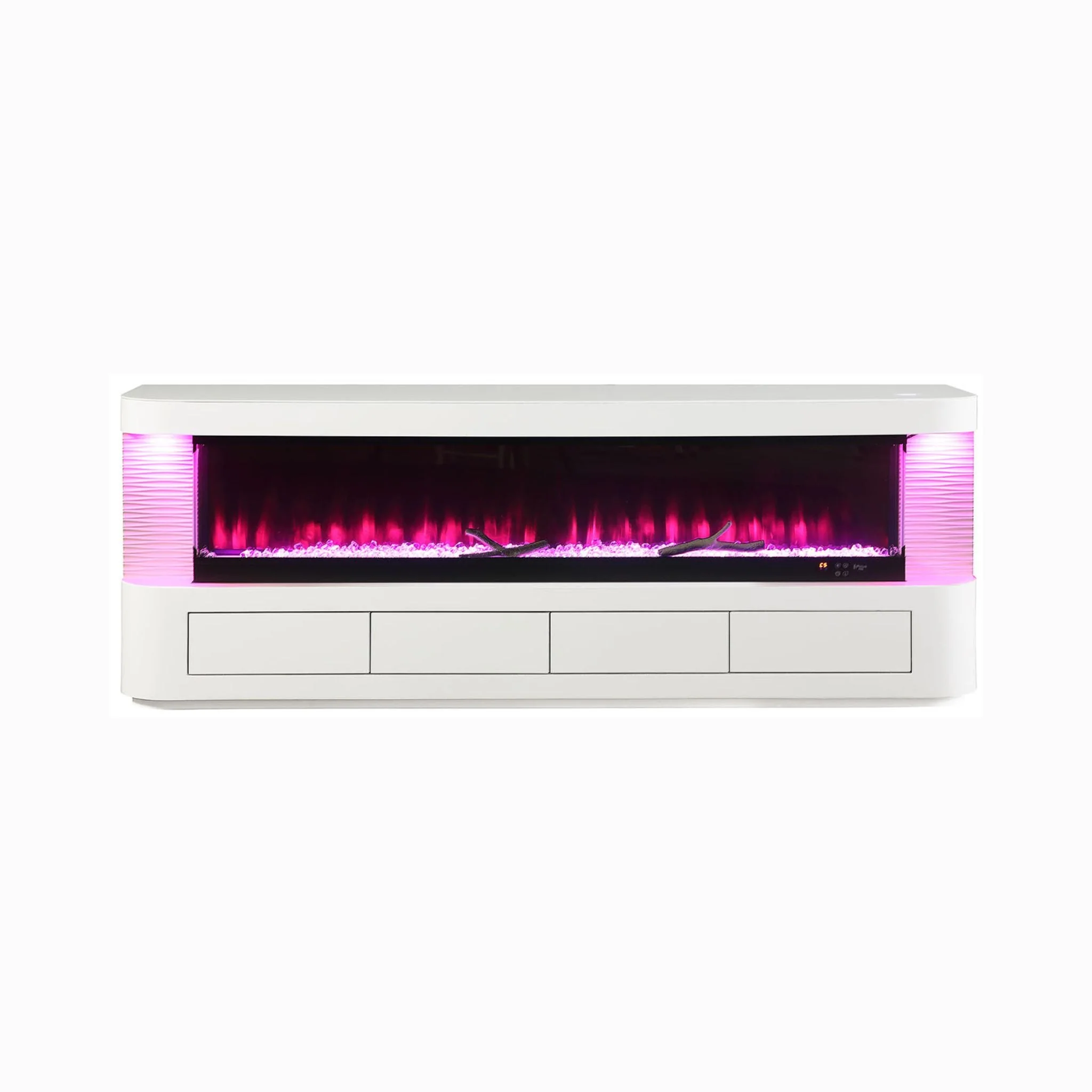 Nuvia 71-Inch Modern White Electric Fireplace TV Stand With 3-Level LED Brightness Setting [TV Stand Only] (SAK94120) - Image 4