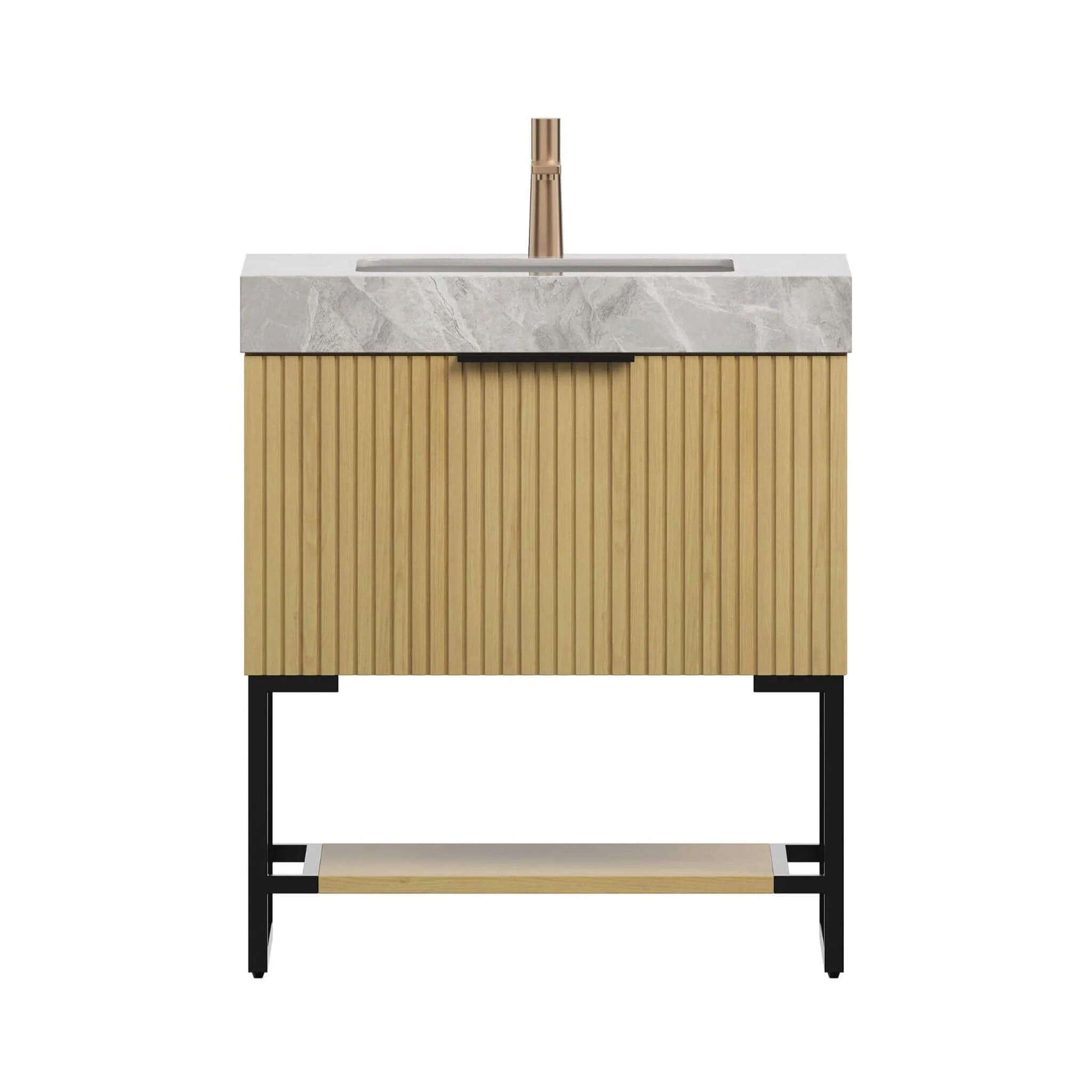 Nuvia Luxury 30-Inch Corolla Oak Freestanding Bathroom Vanity With Sink And Storage (SAK79352) - Image 3