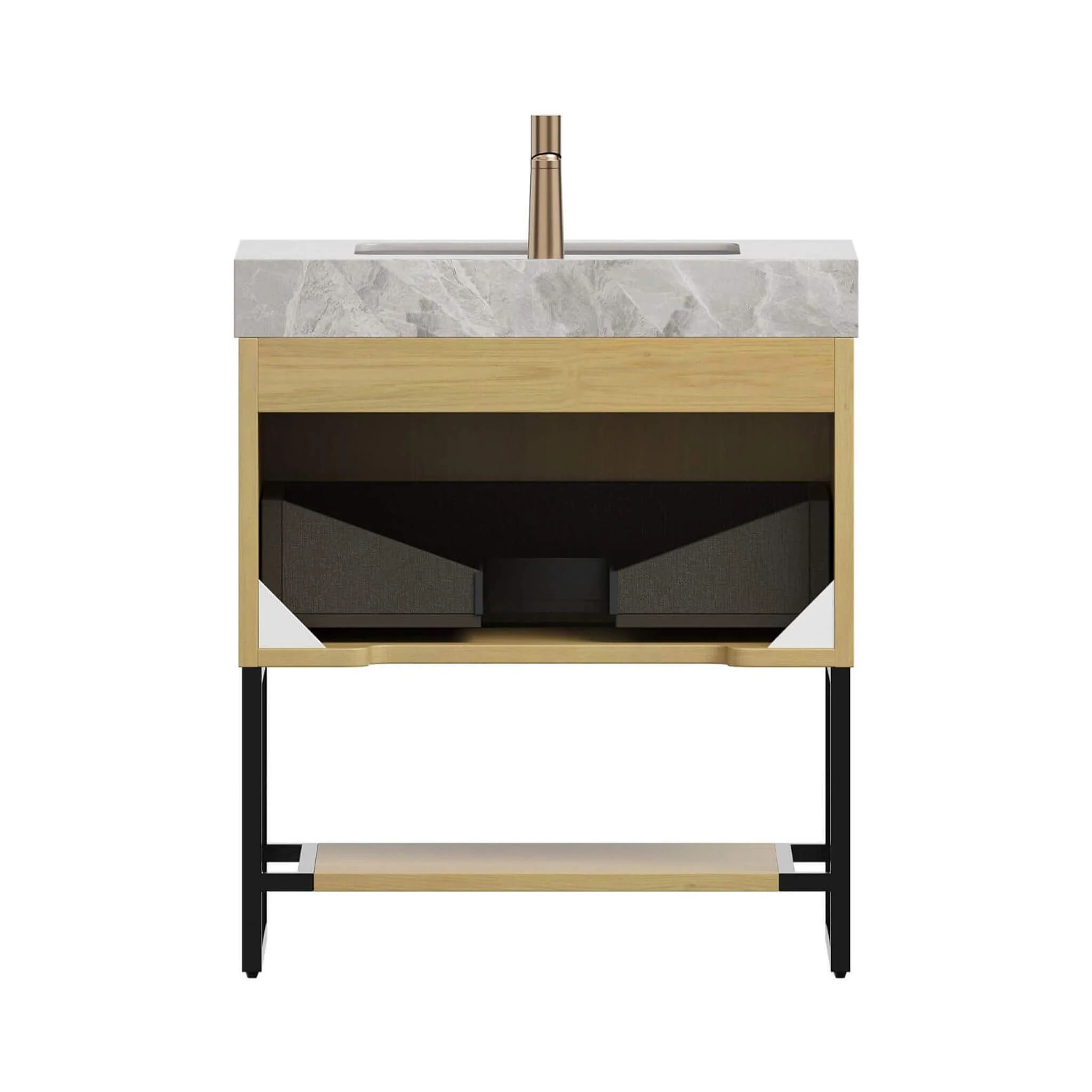 Nuvia Luxury 30-Inch Corolla Oak Freestanding Bathroom Vanity With Sink And Storage (SAK79352) - Image 5