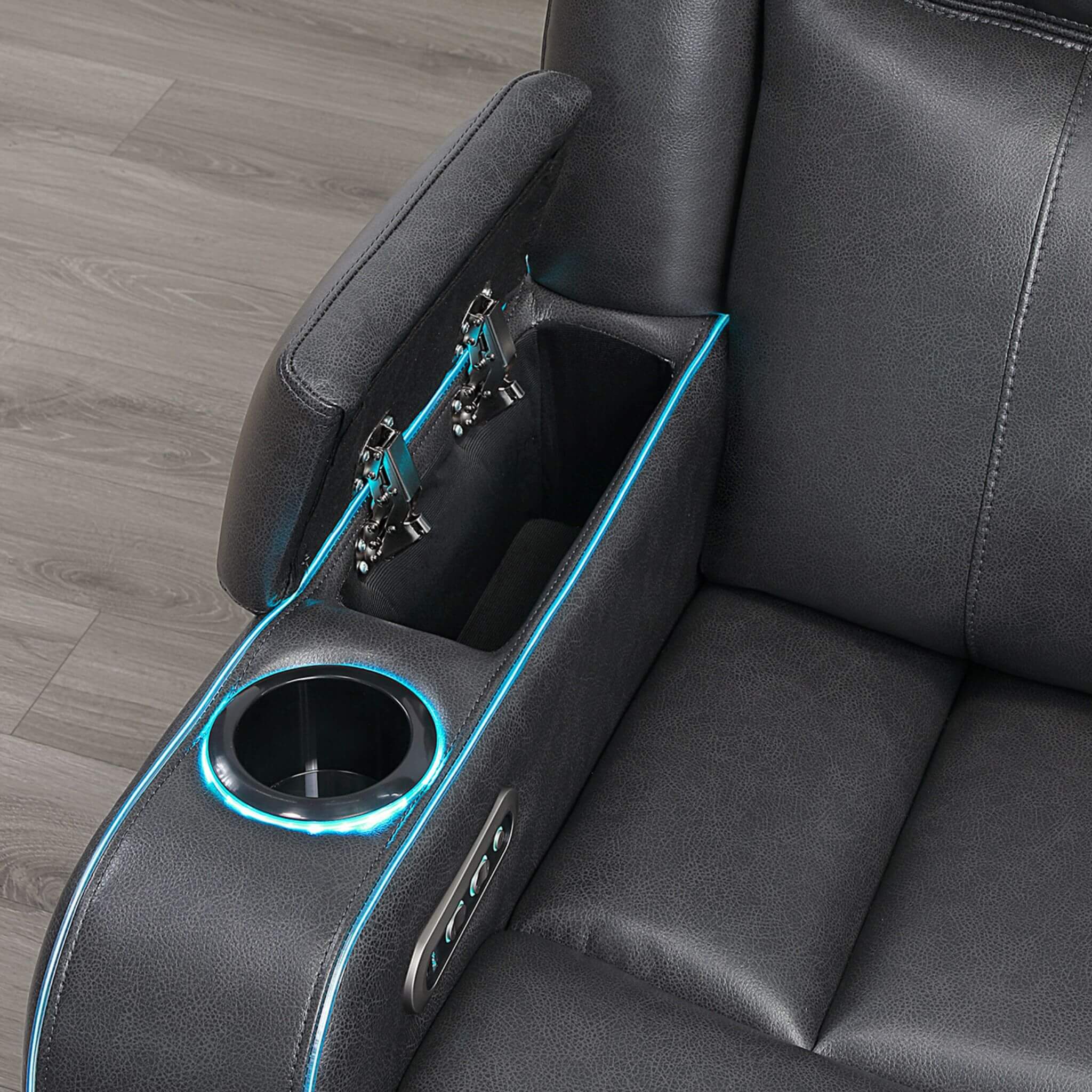 Nuvia Luxury 84-Inch Home Theater Power Reclining Sofa With LED Lights And Power Headrest (SAK83195) - Image 5