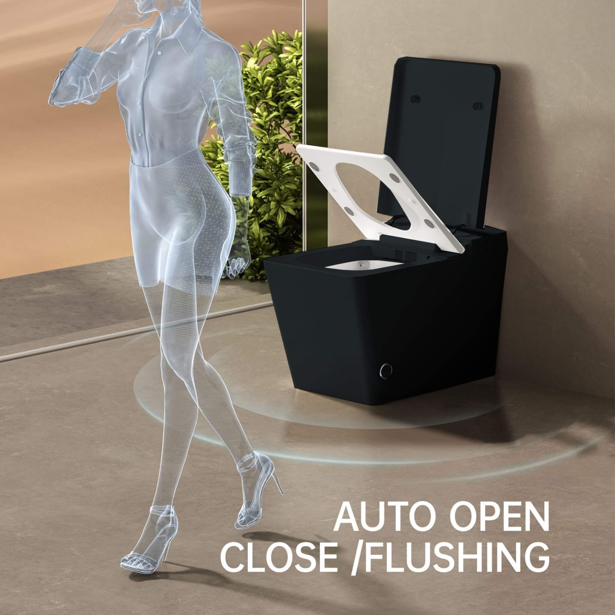 Nuvia Luxury Black Square Smart Toilet With Bidet, Remote, And Heated Seat (SAK45183) - Image 6