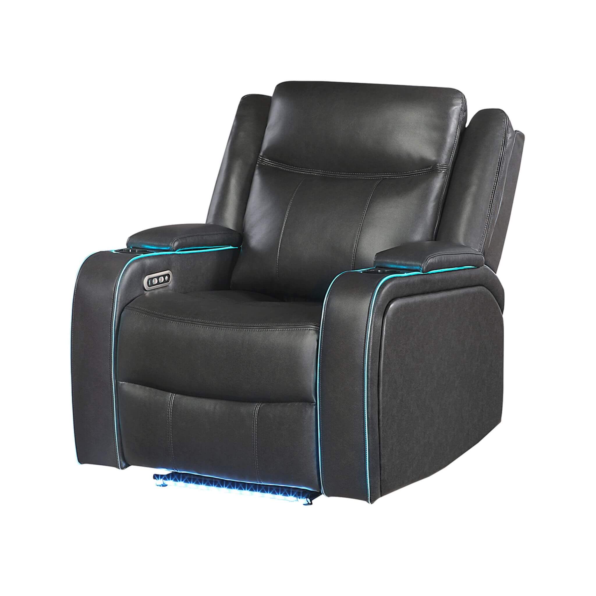 Nuvia Luxury Charcoal Upholstered Power Recliner Armchair With LED Lights (SAK16429) - Image 3