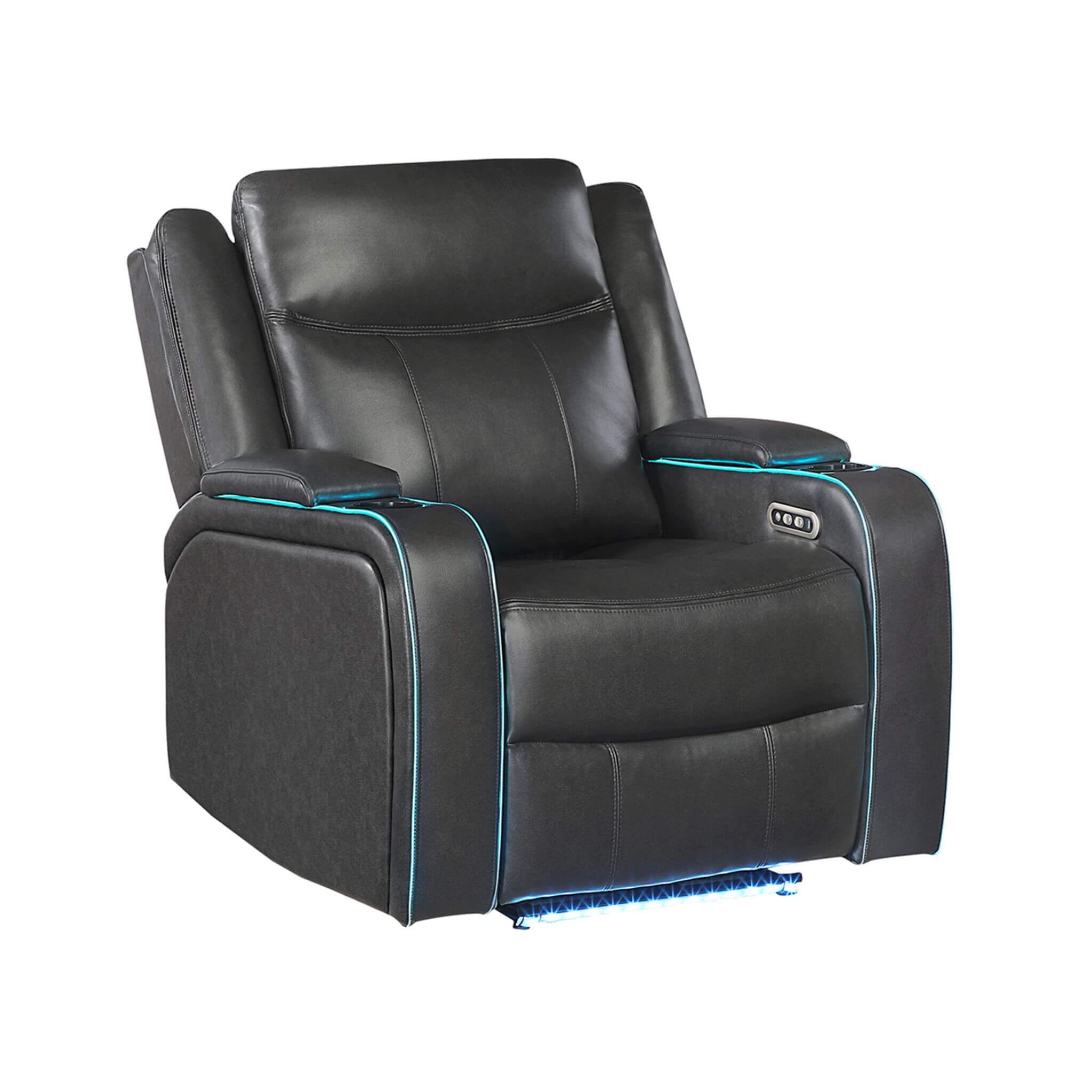 Nuvia Luxury Charcoal Upholstered Power Recliner Armchair With LED Lights (SAK16429) - Image 5