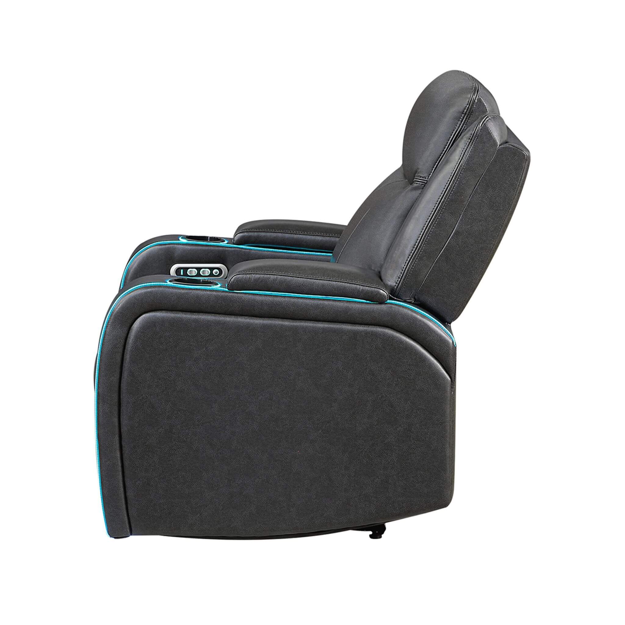 Nuvia Luxury Charcoal Upholstered Power Recliner Armchair With LED Lights (SAK16429) - Image 6