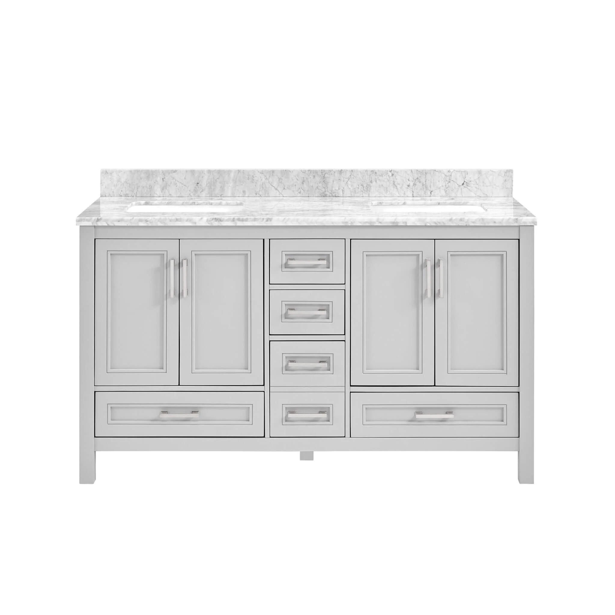 Nuvia Premium 60-Inch Freestanding Double Sink Bathroom Vanity With Carrara Marble Top (SAK51829) - Image 3