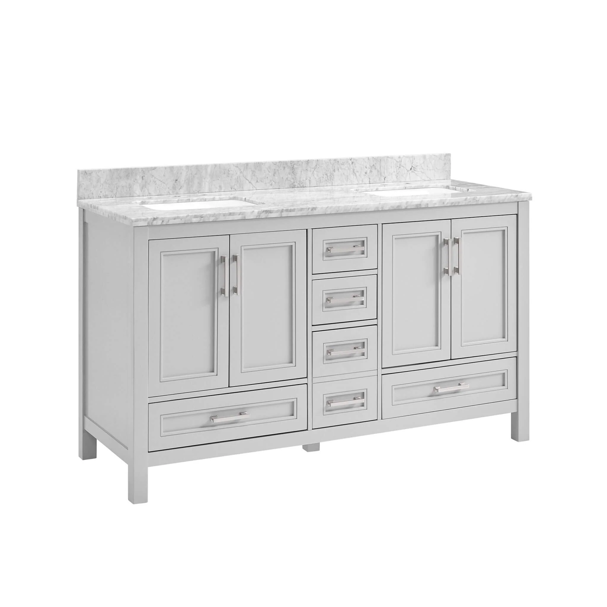 Nuvia Premium 60-Inch Freestanding Double Sink Bathroom Vanity With Carrara Marble Top (SAK51829) - Image 5