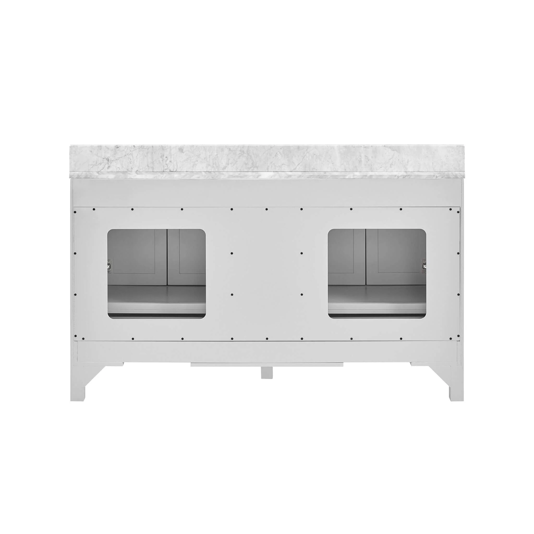 Nuvia Premium 60-Inch Freestanding Double Sink Bathroom Vanity With Carrara Marble Top (SAK51829) - Image 7