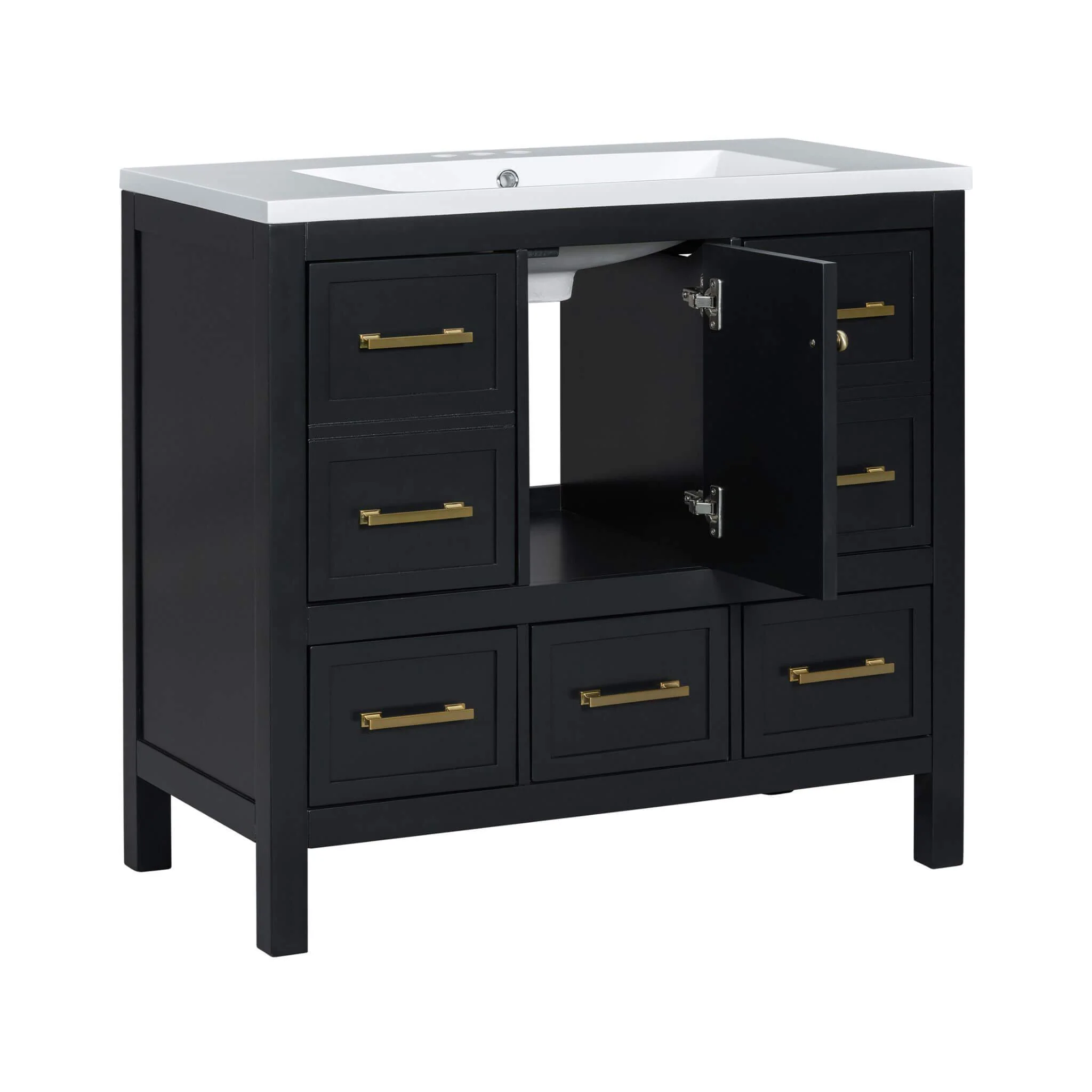 Nuvia Premium 72-Inch Bathroom Vanity Set With Resin Sink And Soft-Close Drawers [Faucet Not Included] (SAK62749) - Image 16