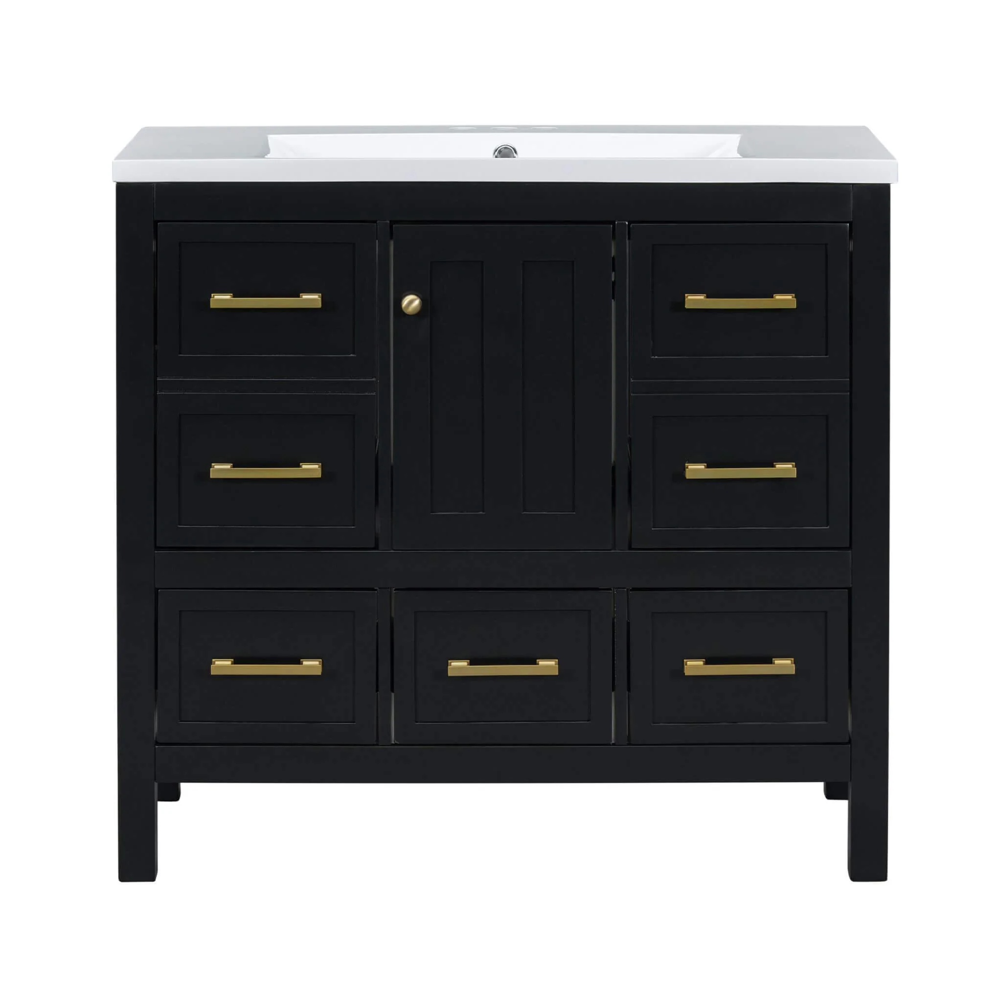 Nuvia Premium 72-Inch Bathroom Vanity Set With Resin Sink And Soft-Close Drawers [Faucet Not Included] (SAK62749) - Image 3
