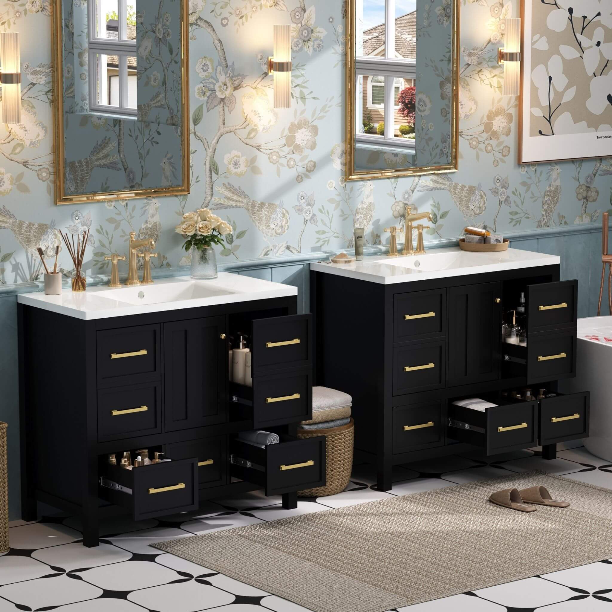 Nuvia Premium 72-Inch Bathroom Vanity Set With Resin Sink And Soft-Close Drawers [Faucet Not Included] (SAK62749) - Image 4