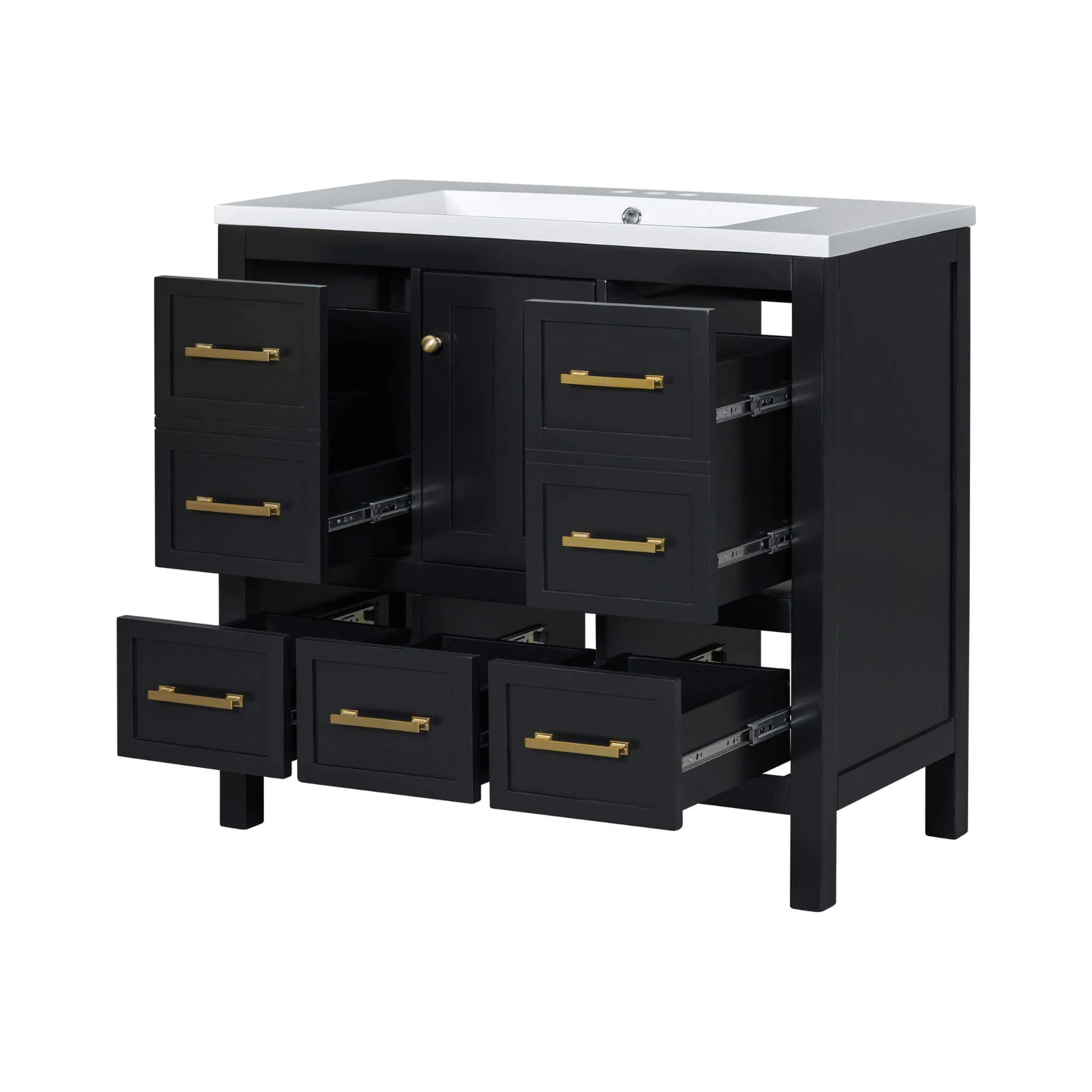 Nuvia Premium 72-Inch Bathroom Vanity Set With Resin Sink And Soft-Close Drawers [Faucet Not Included] (SAK62749) - Image 5