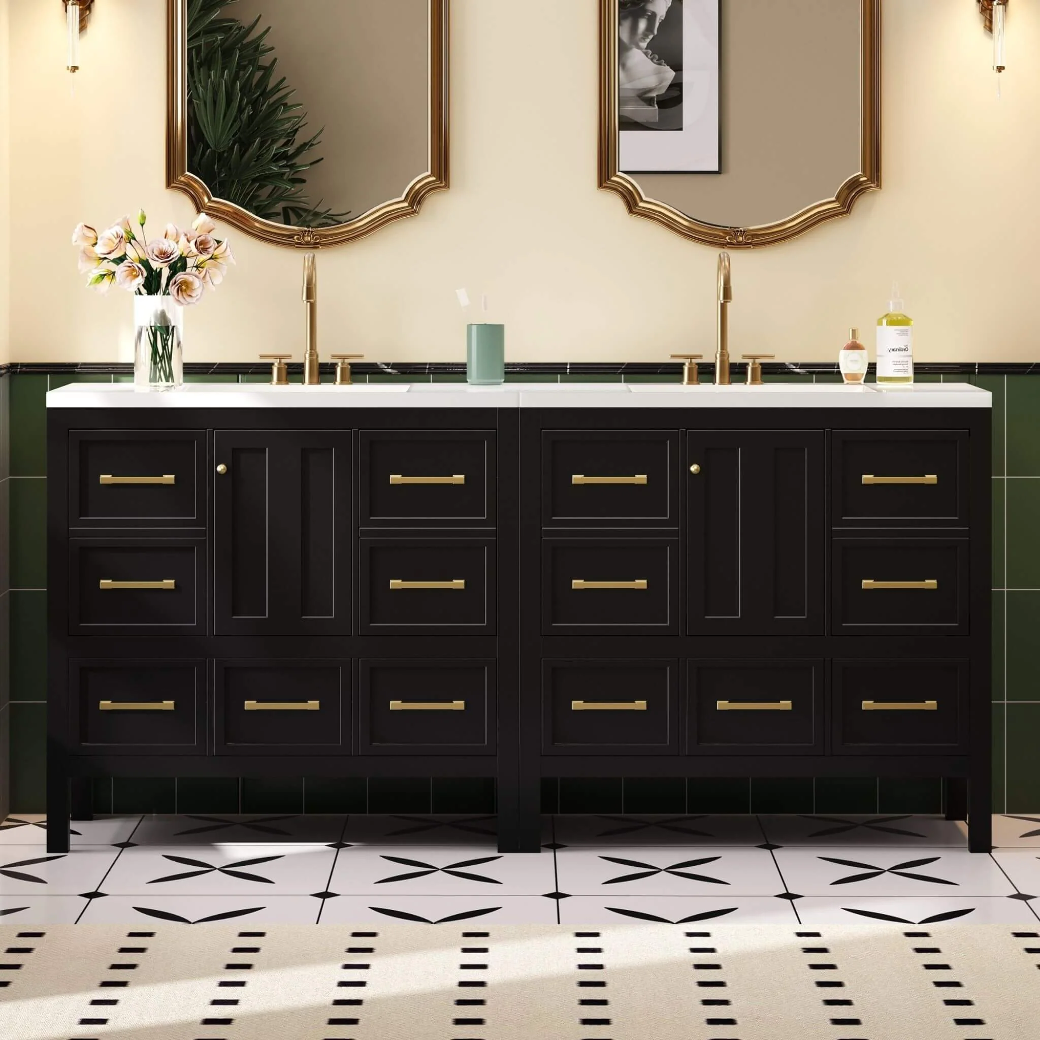 Nuvia Premium 72-Inch Bathroom Vanity Set With Resin Sink And Soft-Close Drawers [Faucet Not Included] (SAK62749) - Image 6
