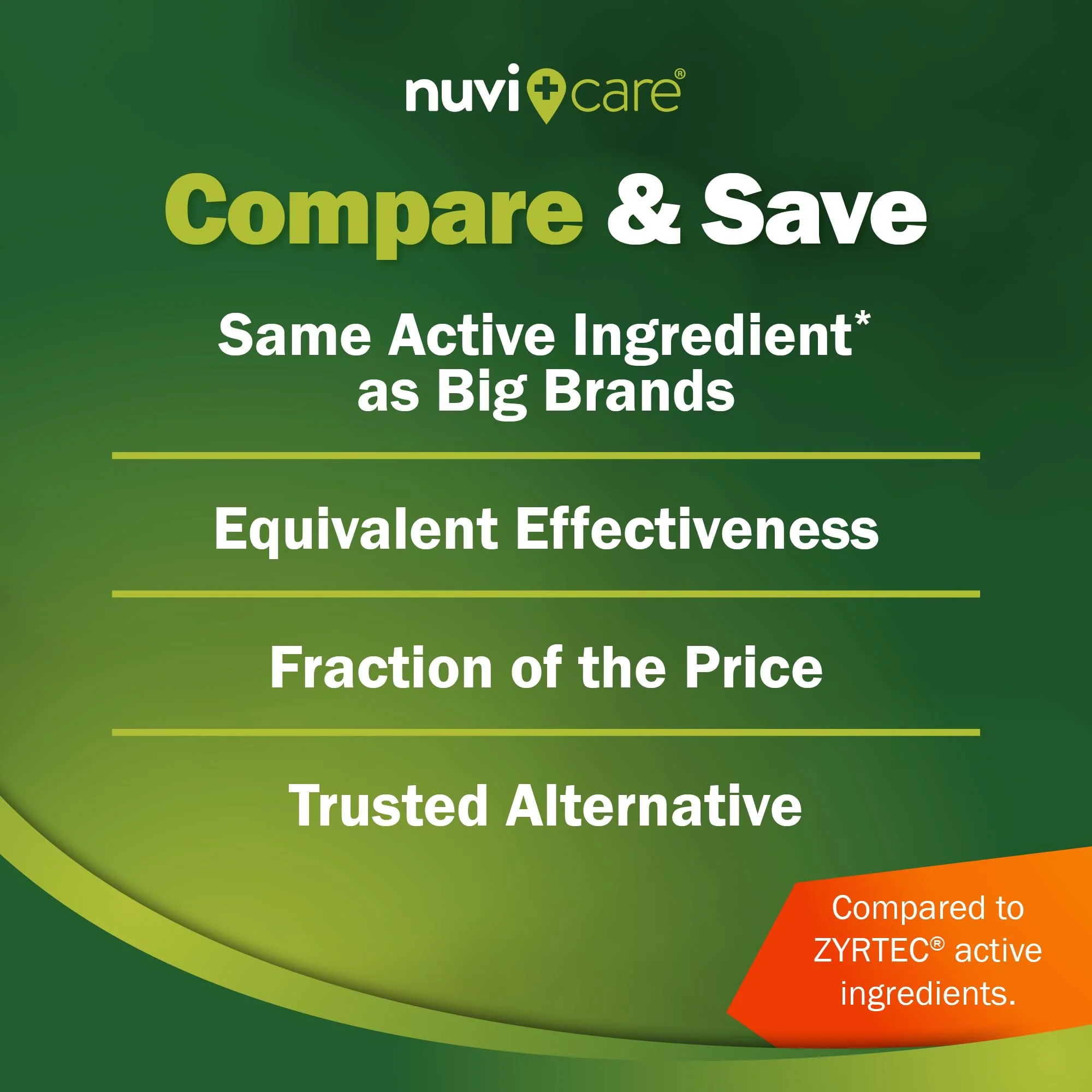 NUVICARE 24-Hour Allergy Medicine - Cetirizine Hydrochloride 10mg Tablets - Compare to The Active Ingredient in Zyrtec Antihistamine Meds - Generic Allergy Pills for All Day Allergy Relief (2 Pack) - Image 3