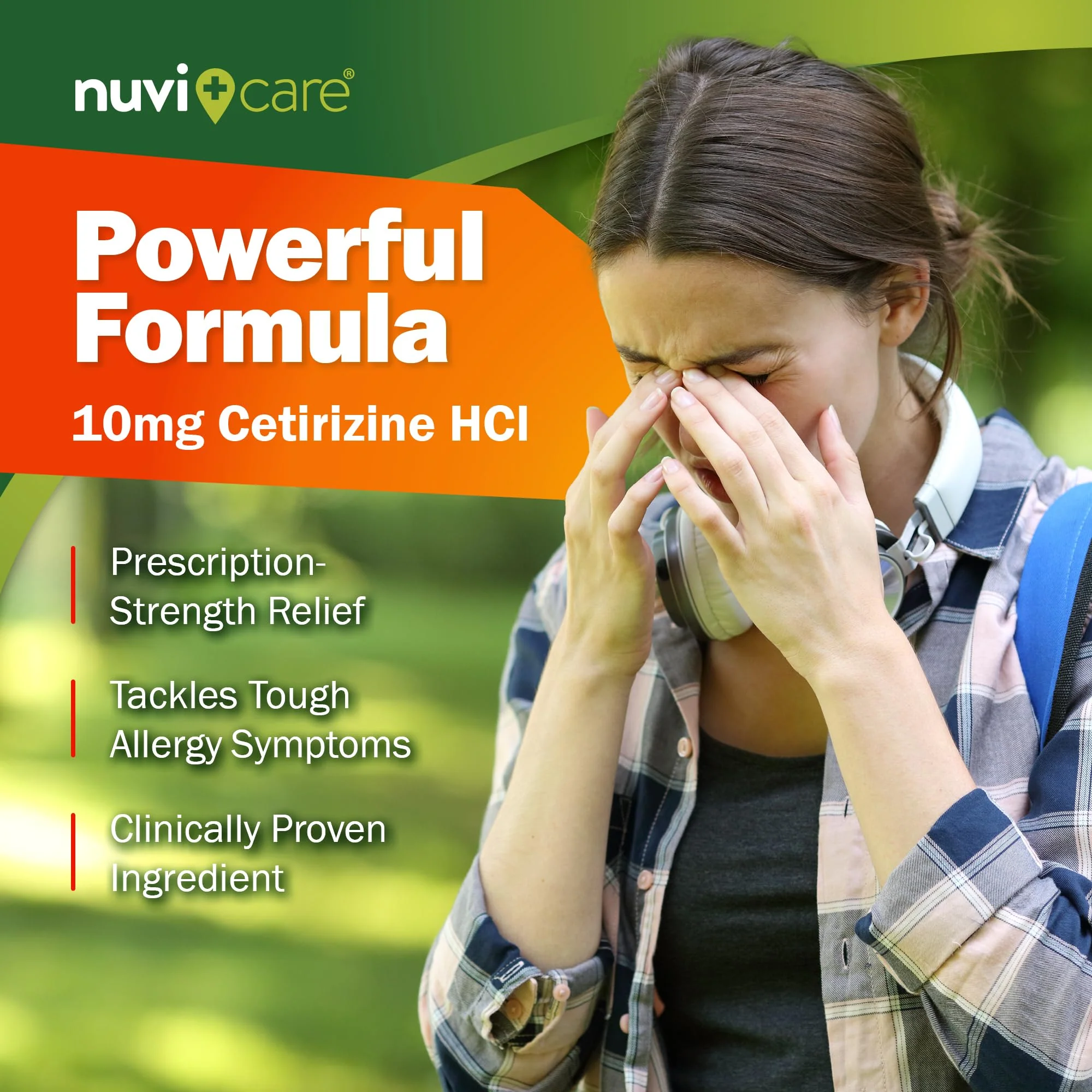 NUVICARE 24-Hour Allergy Medicine - Cetirizine Hydrochloride 10mg Tablets - Compare to The Active Ingredient in Zyrtec Antihistamine Meds - Generic Allergy Pills for All Day Allergy Relief (2 Pack) - Image 6