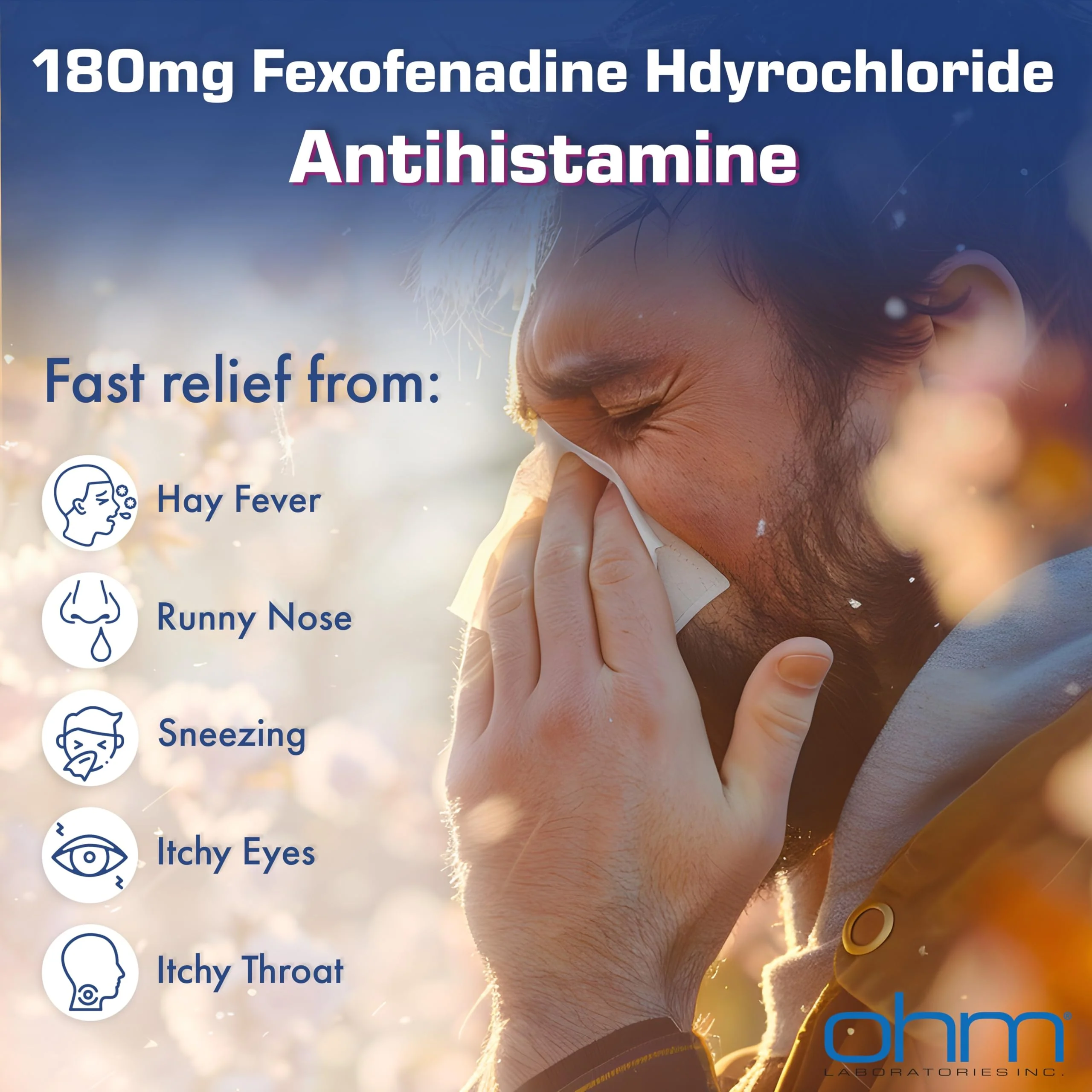 Ohm Non-Drowsy Fexofenadine Antihistamine Indoor Outdoor Allergy Relief Tablets 30ct - Image 2