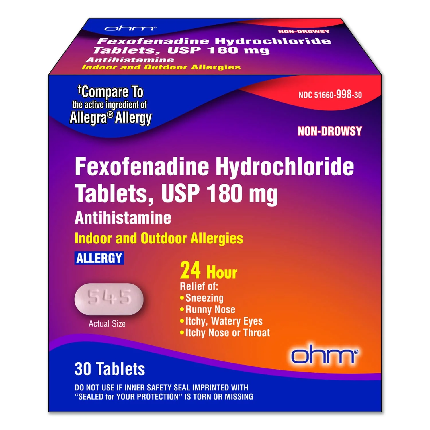 Ohm Non-Drowsy Fexofenadine Antihistamine Indoor Outdoor Allergy Relief Tablets 30ct - Image 5